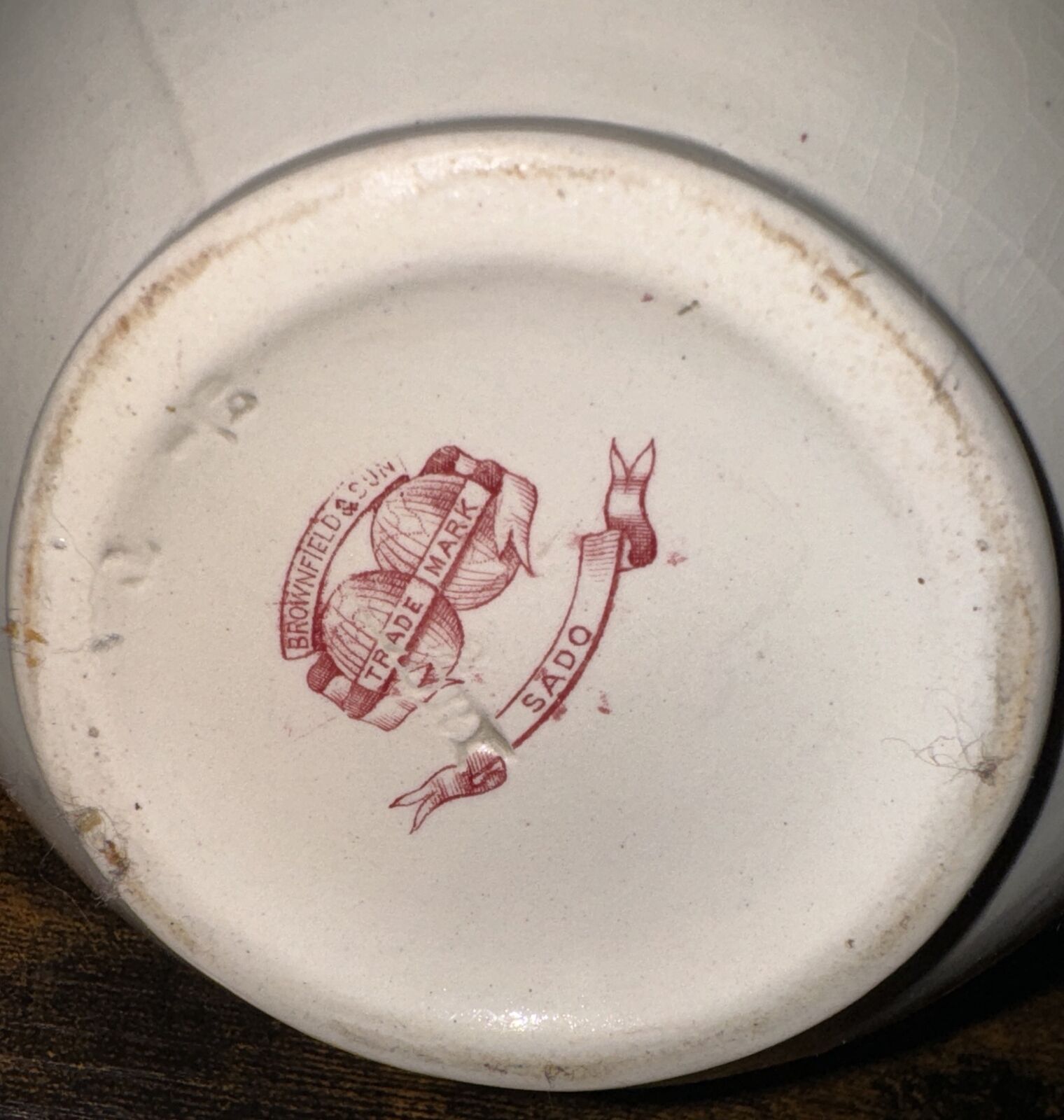 1800's Brownfield & Sons Red Transferware Sado Pitcher