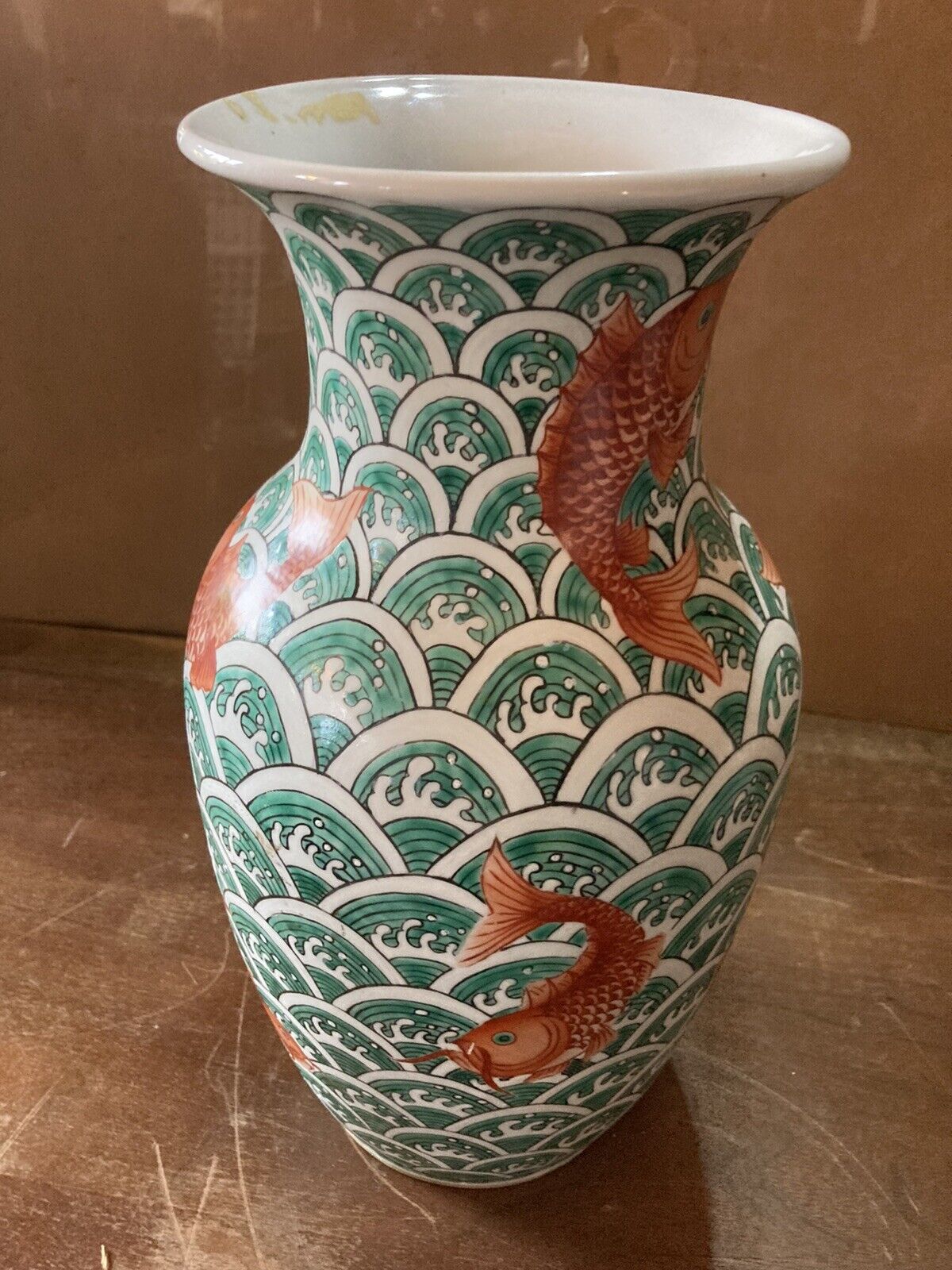 Paleolithic Li Zhi 1900's 14in Koi Fish Vase