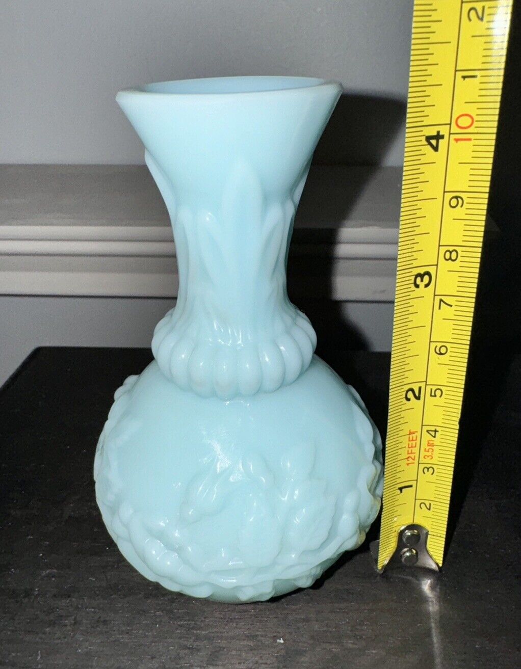 French blue opaline milk glass bud vase - 1900's