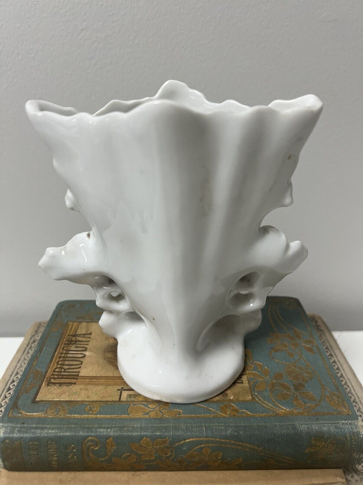 Vintage Paris Porcelain Wedding Vase White Gold Flowers