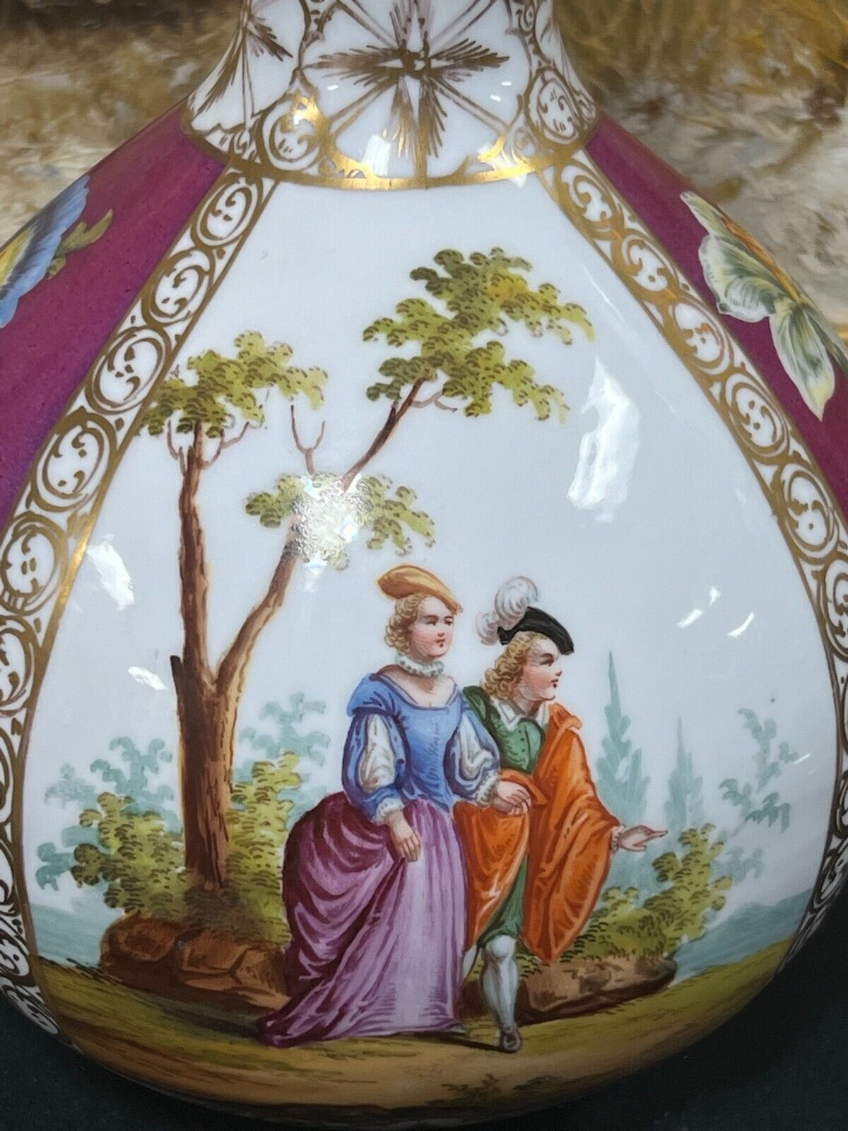 Rare Late 1800s Augustus Rex Hand Painted Vase