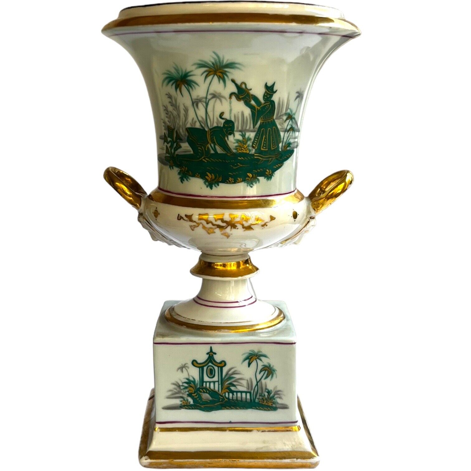 French Porcelain Empire Urn Vase on Stand, 1800s