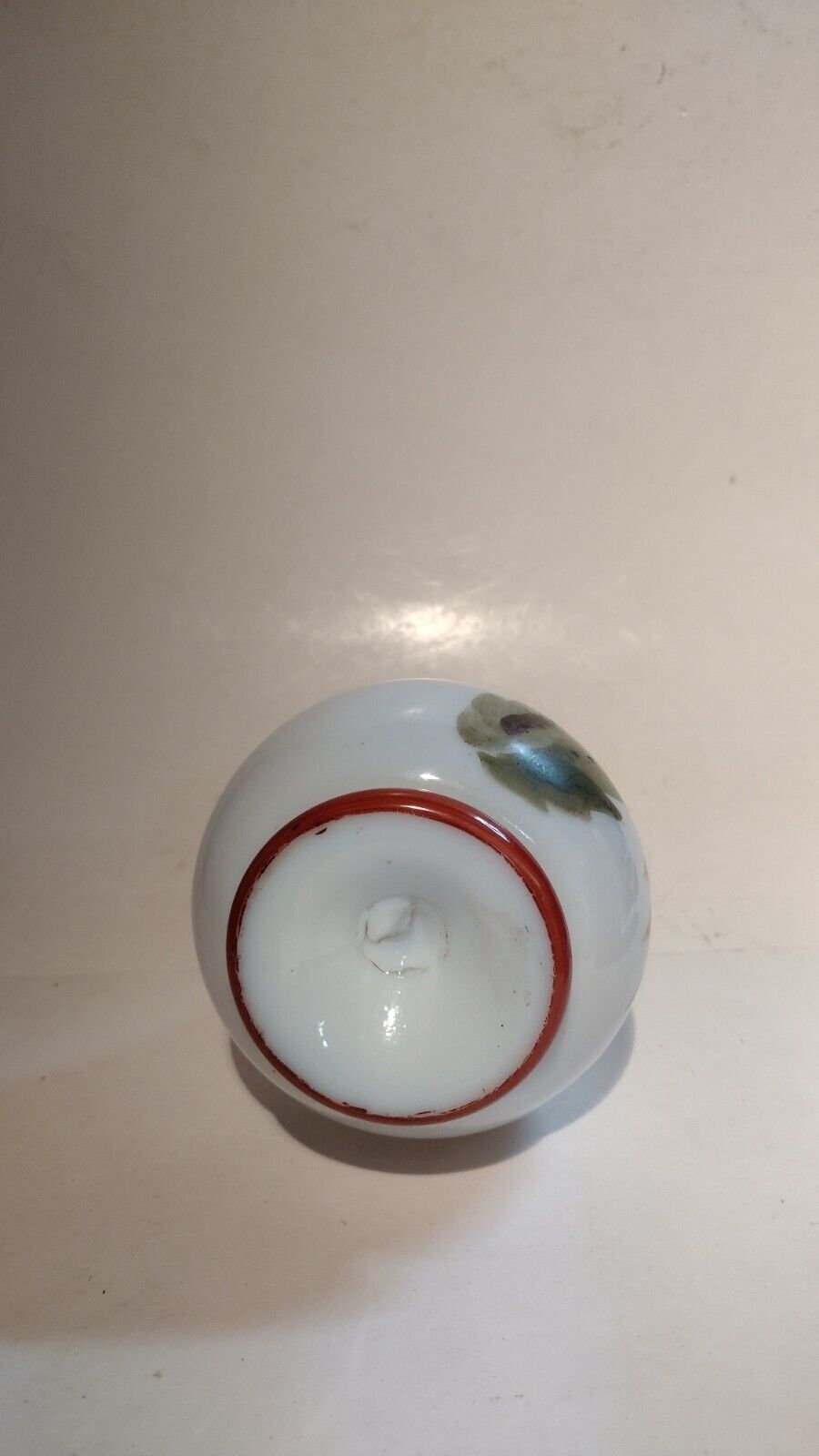 1800's Hand Painted Thin White Glass Vase