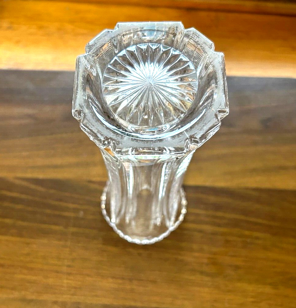 Antique Green Manganese Glow Glass Tall Vase