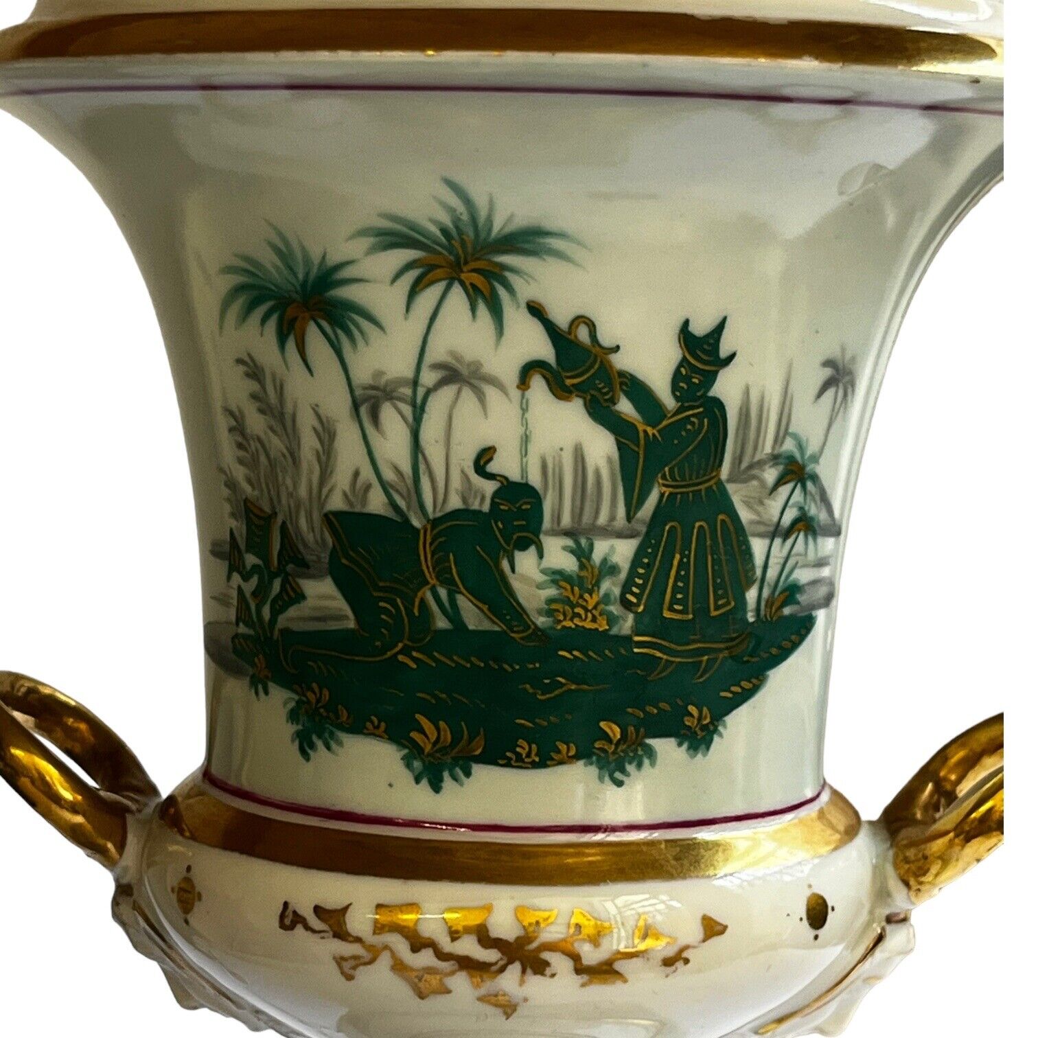 French Porcelain Empire Urn Vase on Stand, 1800s