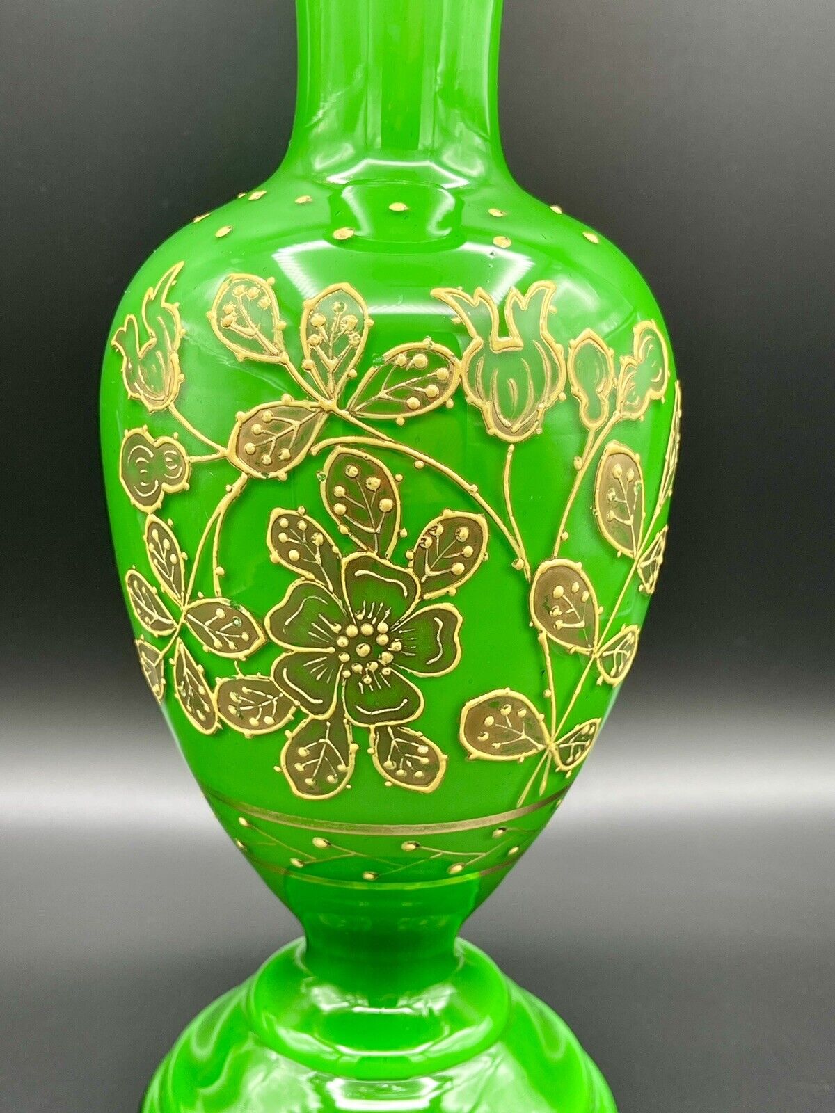 Victorian Cased Glass Mantel Vase with Florals