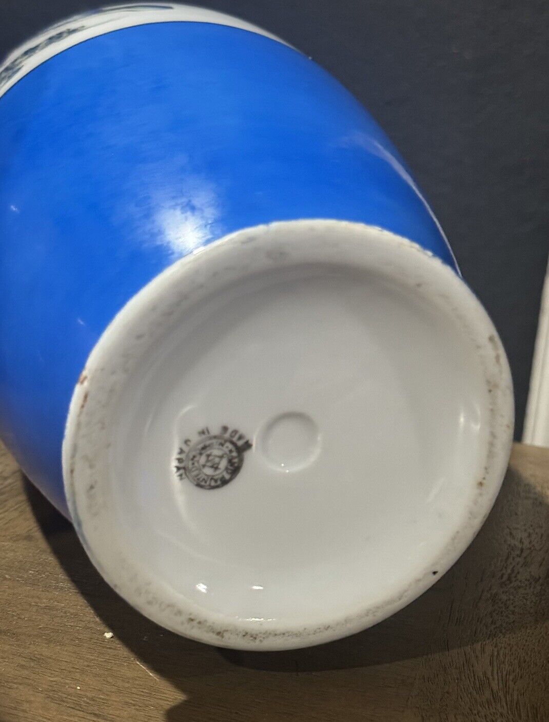 Blue Nippon Hand Painted Vases- Pair 1900s Japan