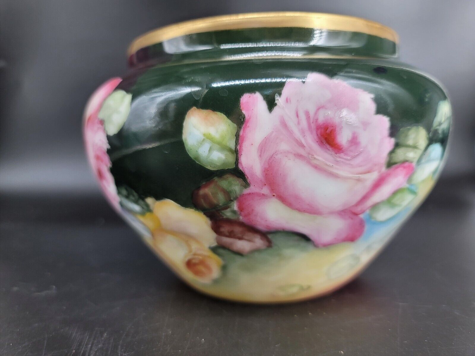 Antique Hand-Painted Rose Vase by William Guerin Limoges