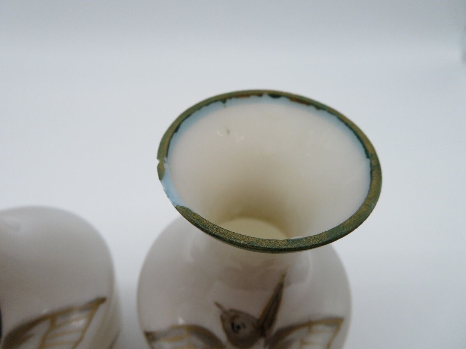 Antique Opaline Bristol Glass Vases - Hand Painted