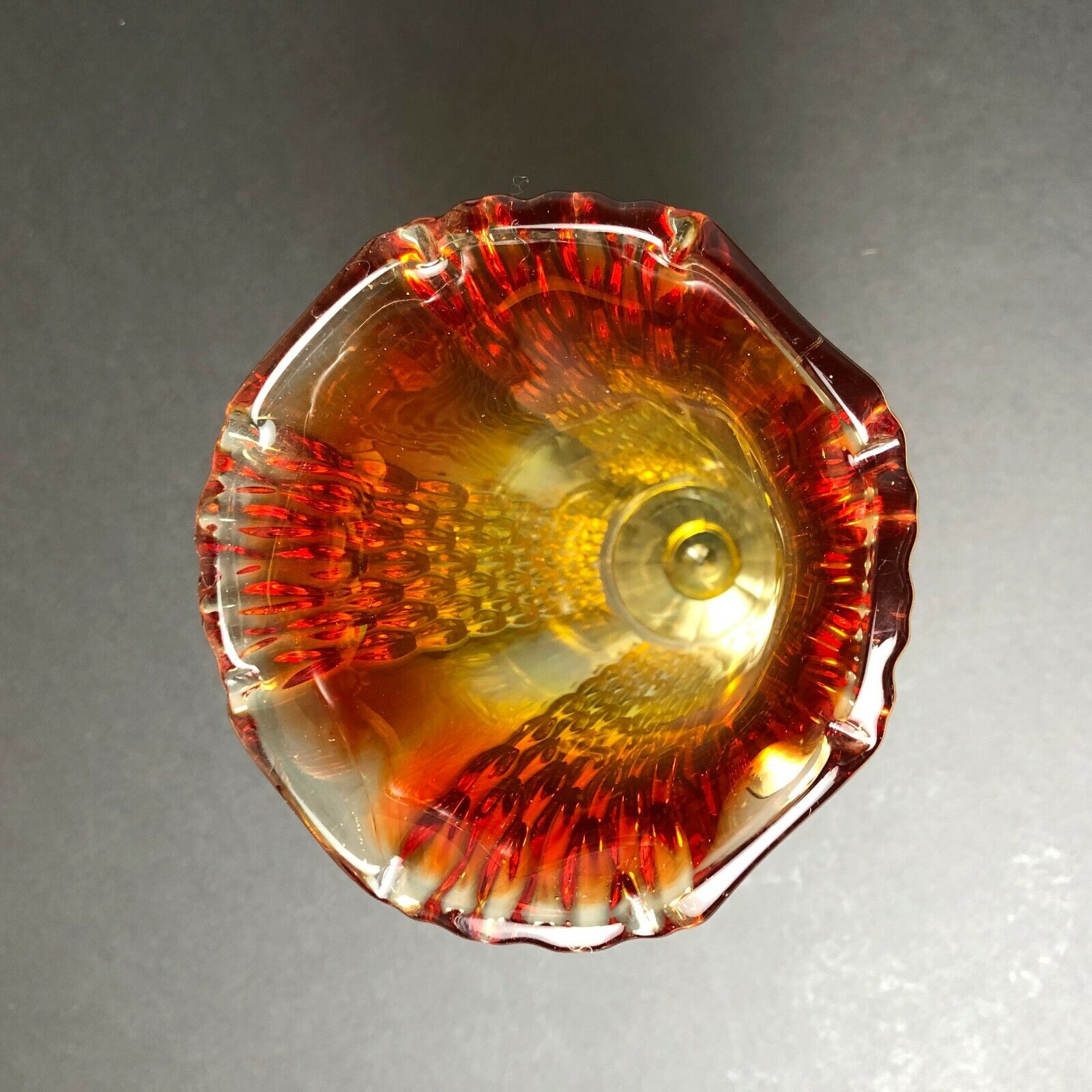 Stunning Antique Ruby Glass Trumpet Vase, AMBERINA Original