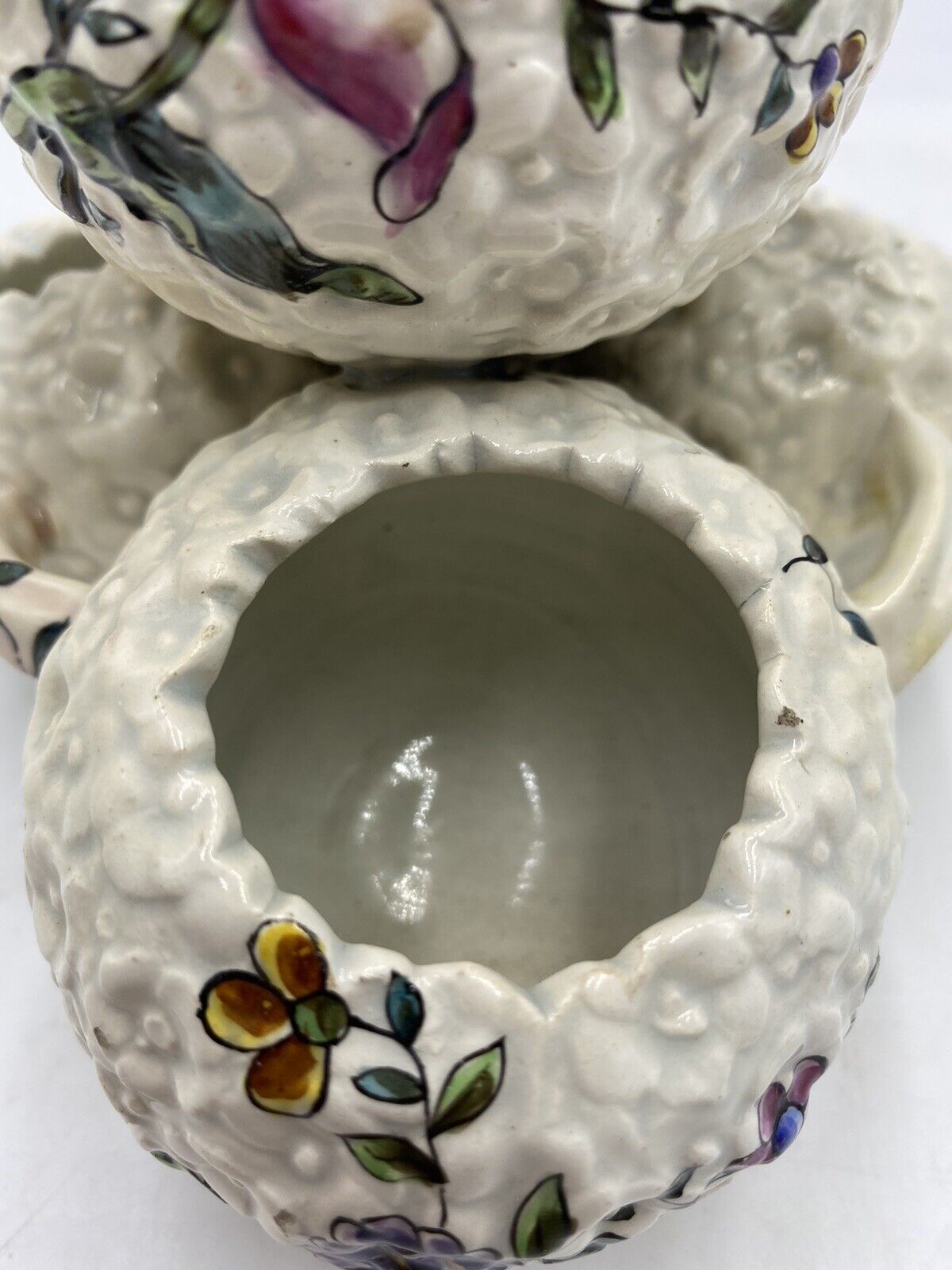 1800s French Ceramic Floral Inkwell/Vase by Emile Galle