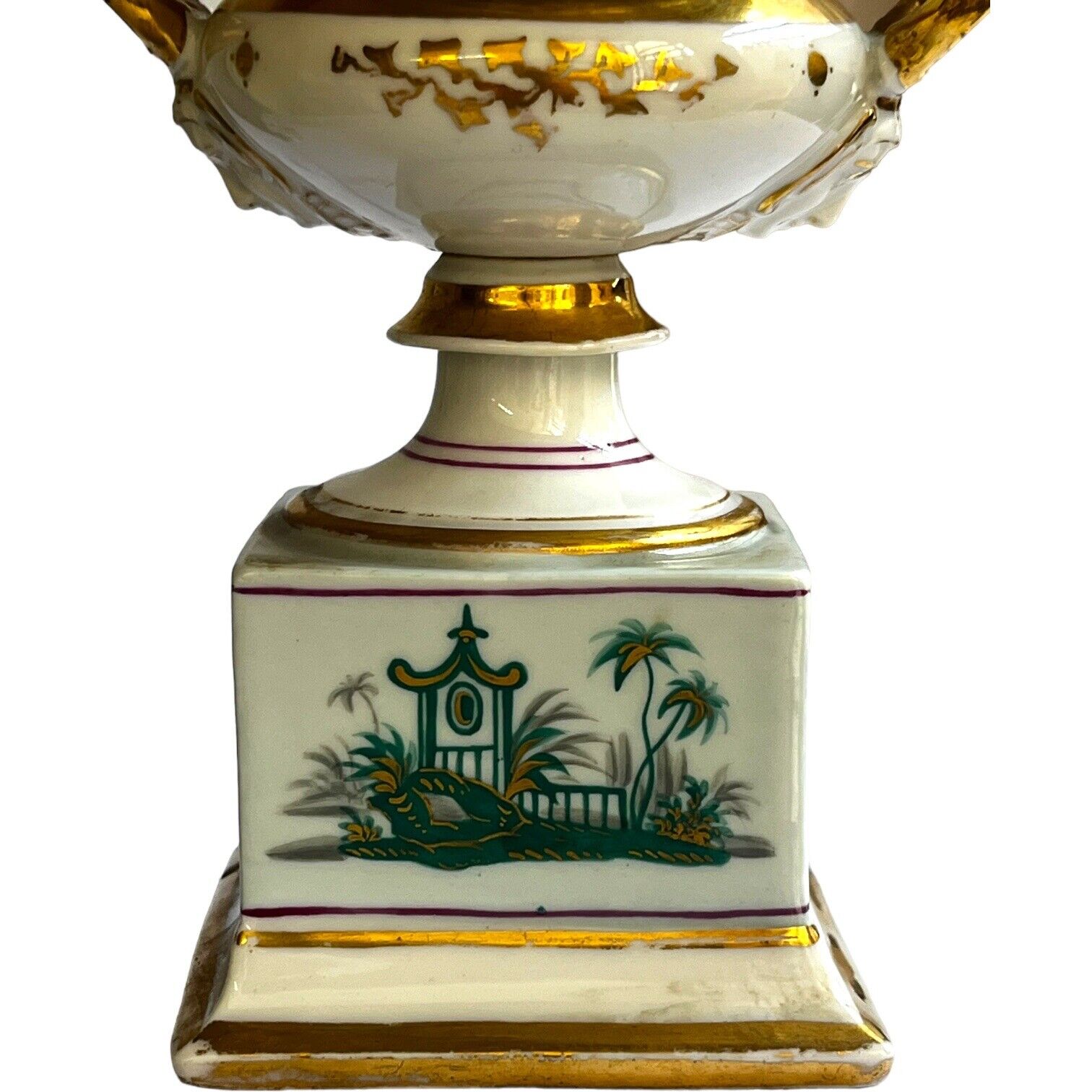 French Porcelain Empire Urn Vase on Stand, 1800s