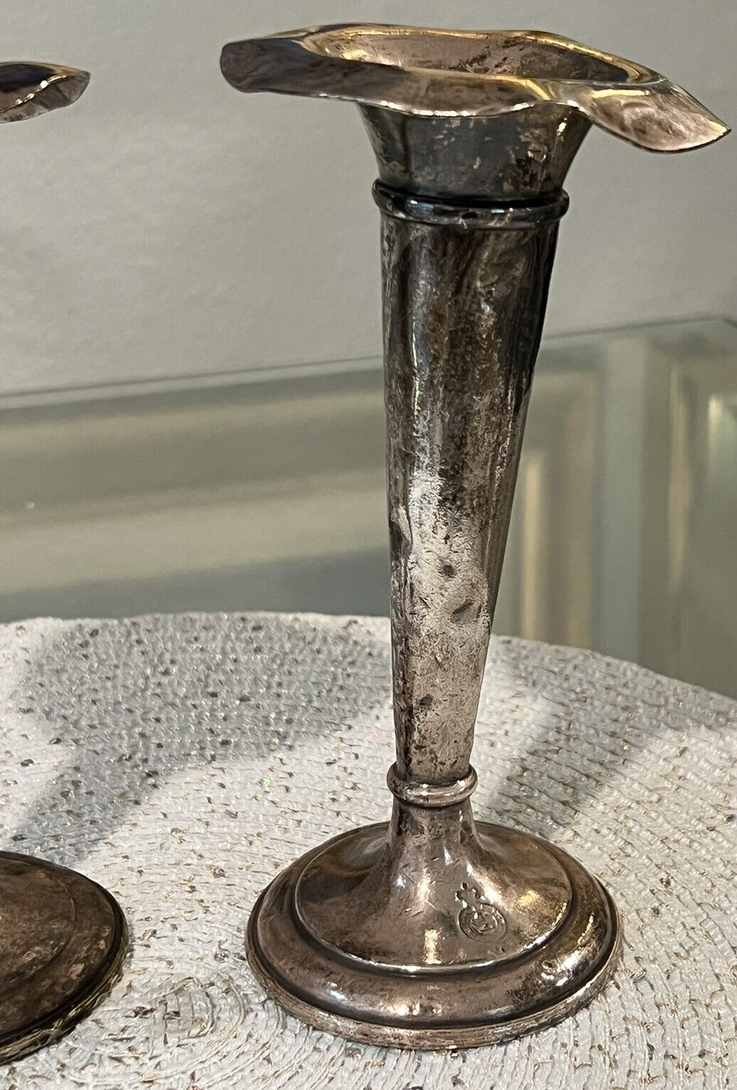 Cunard Line Elkington Silver Plate Pair Bud Vases