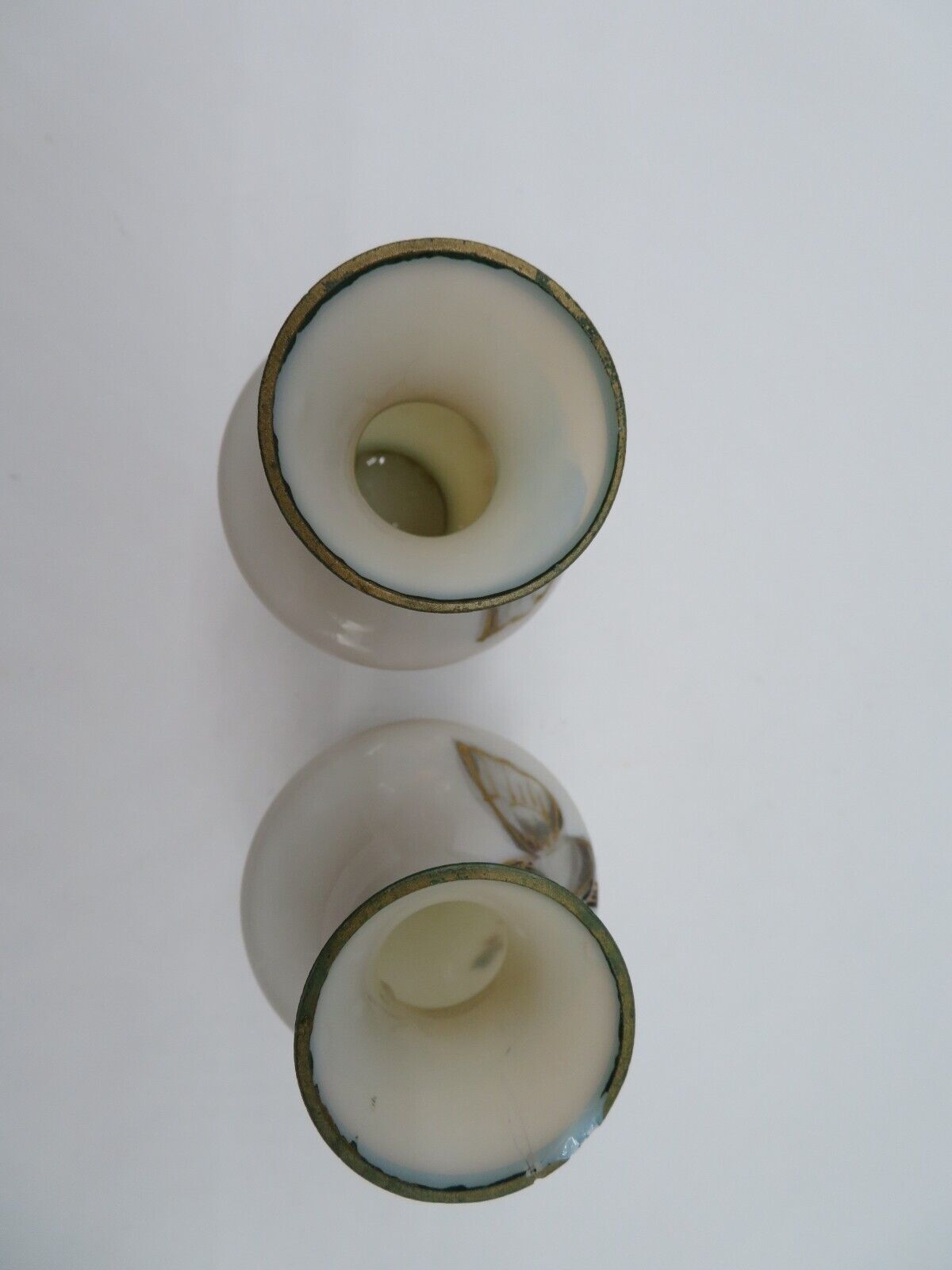 Antique Opaline Bristol Glass Vases - Hand Painted