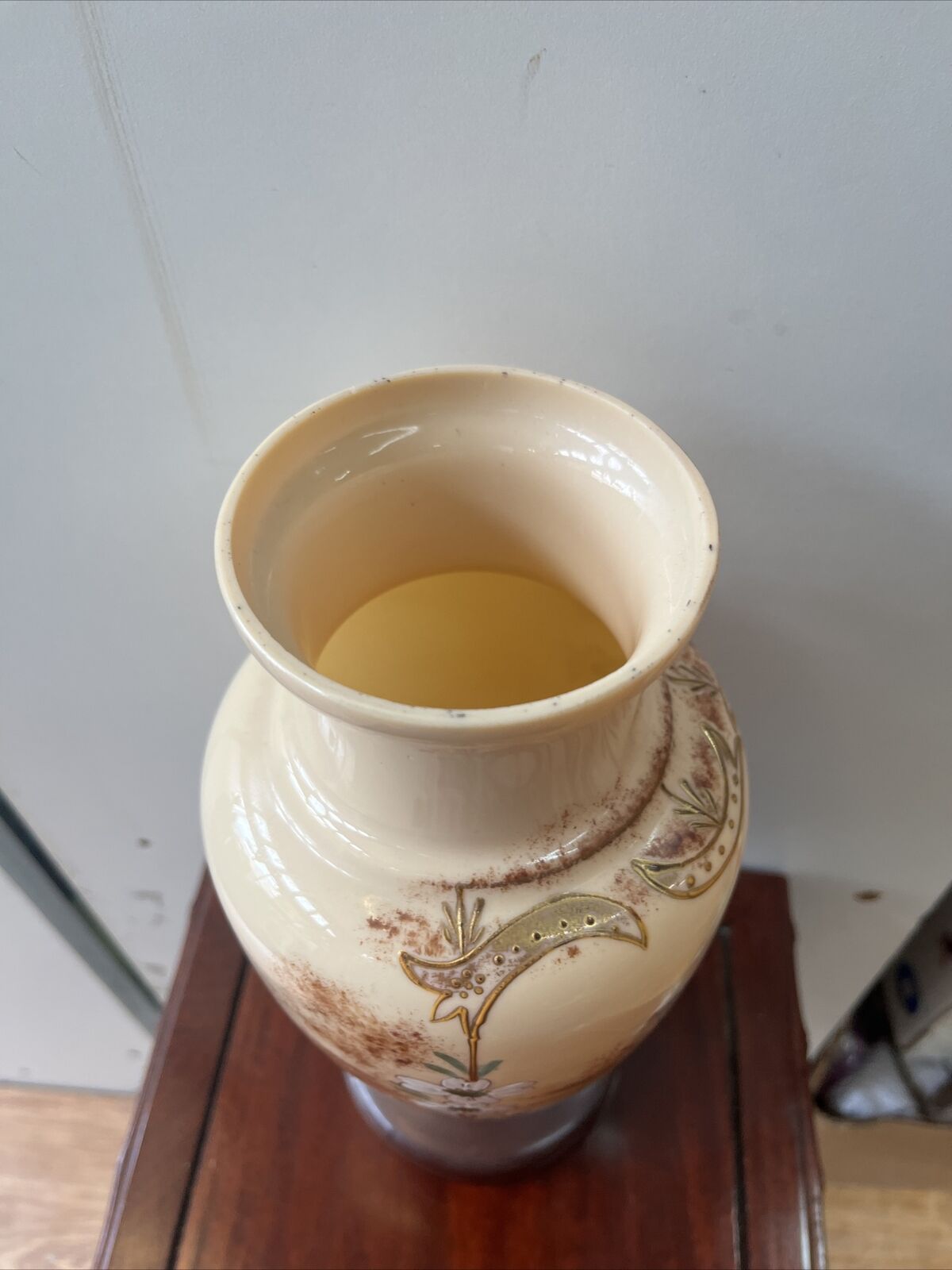 1900s Bristol Glass Floral Vase with Handpainted Design