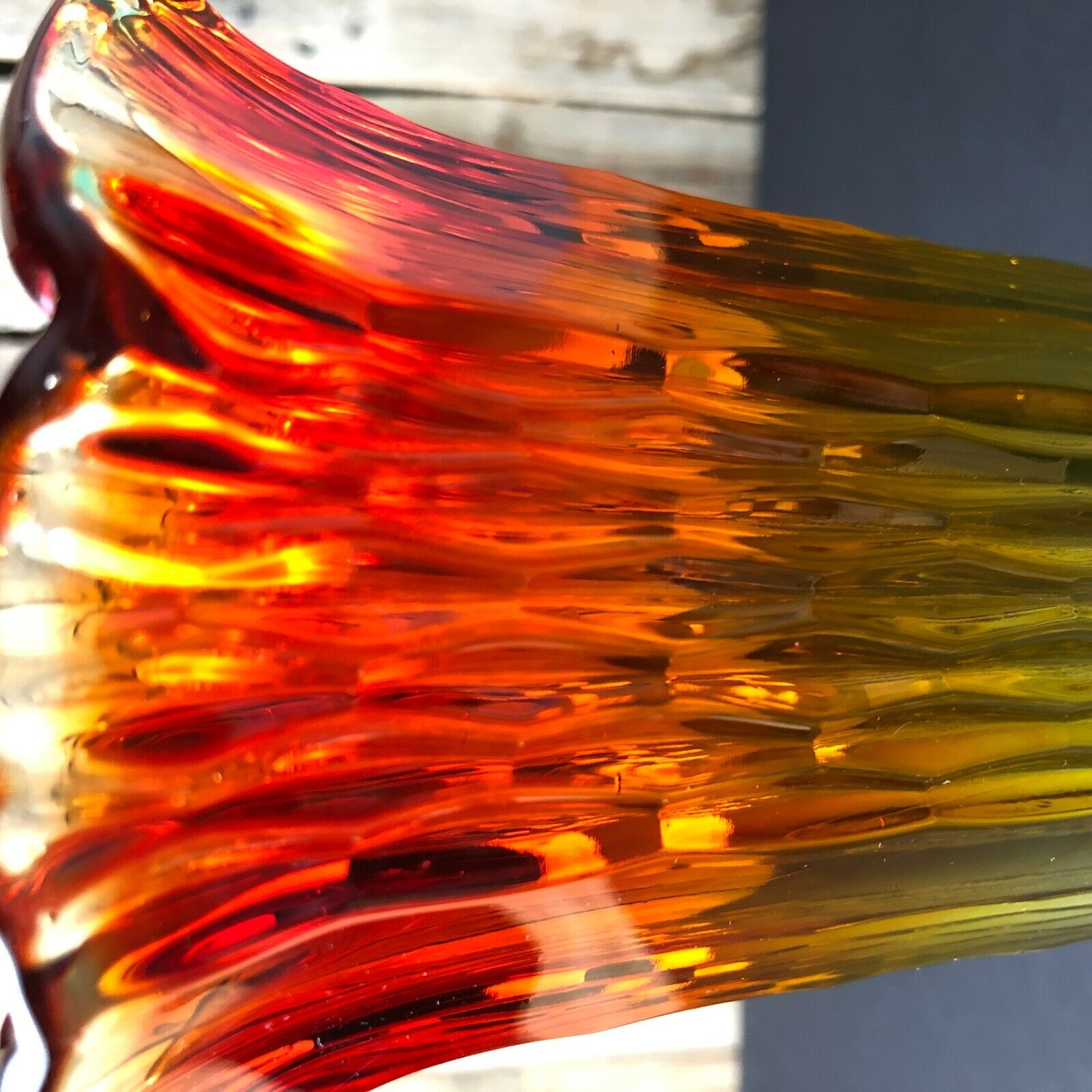 Stunning Antique Ruby Glass Trumpet Vase, AMBERINA Original