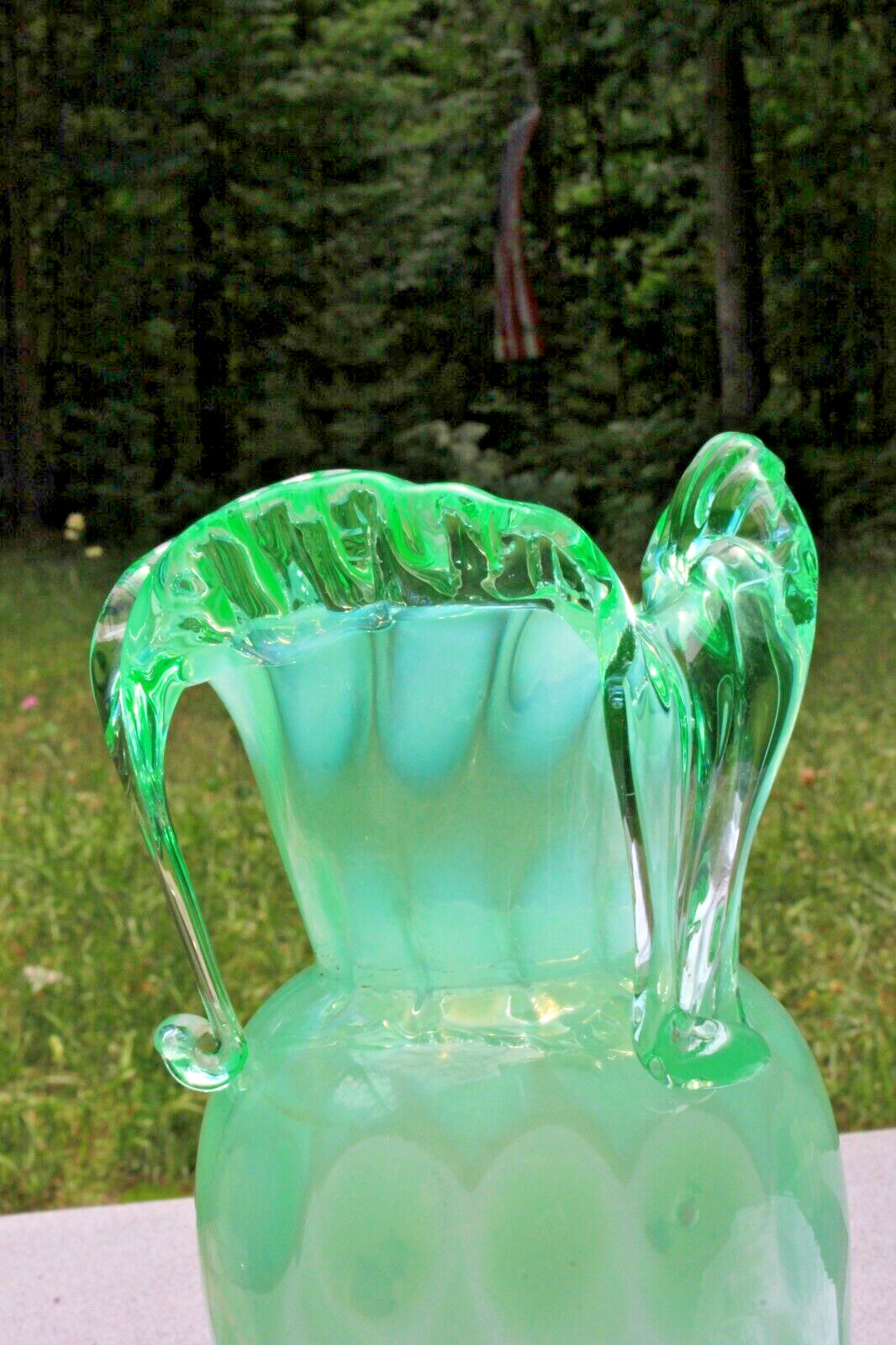 Authentic Northwood Tri-Handled Urn Vase Victorian UV Reactive
