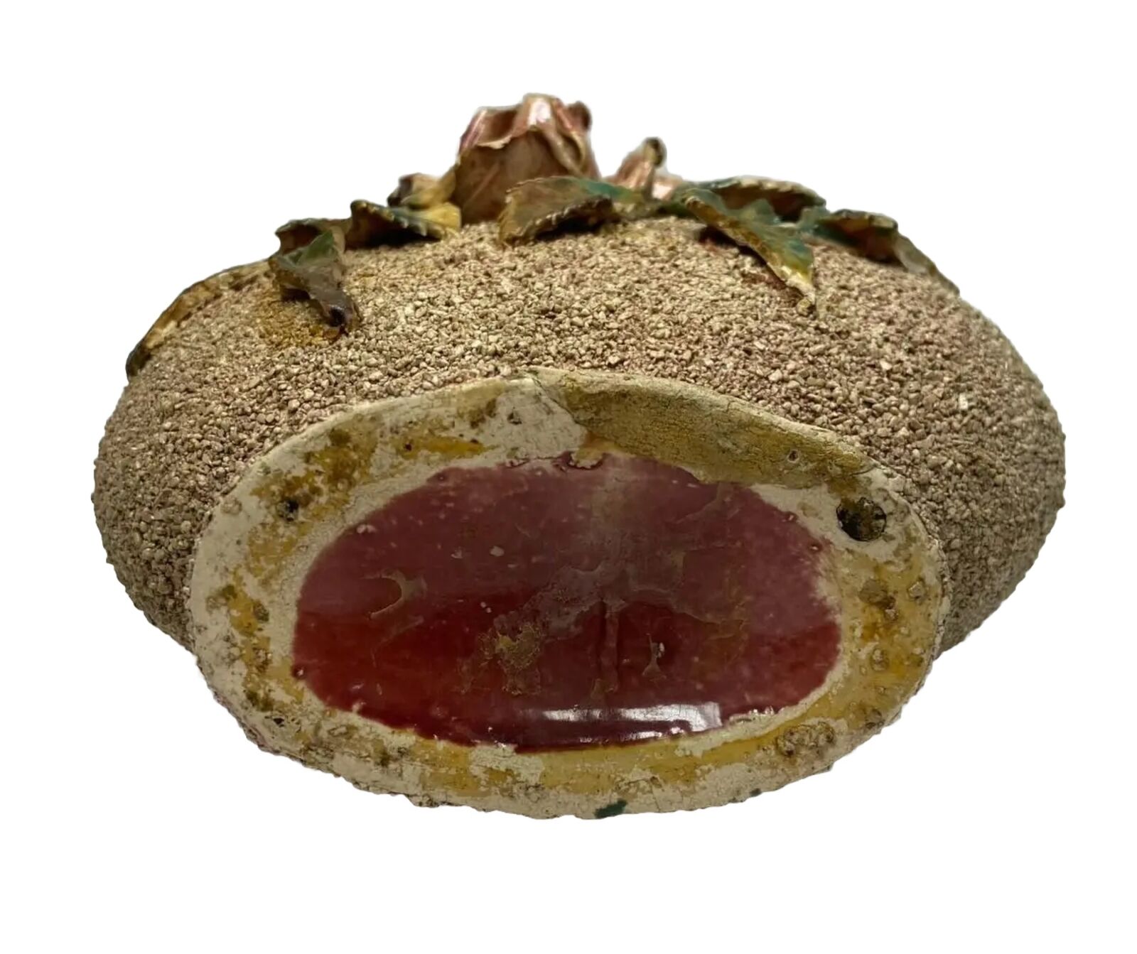 19th Century Sand-Glazed Majolica Pillow Vase Barbotine
