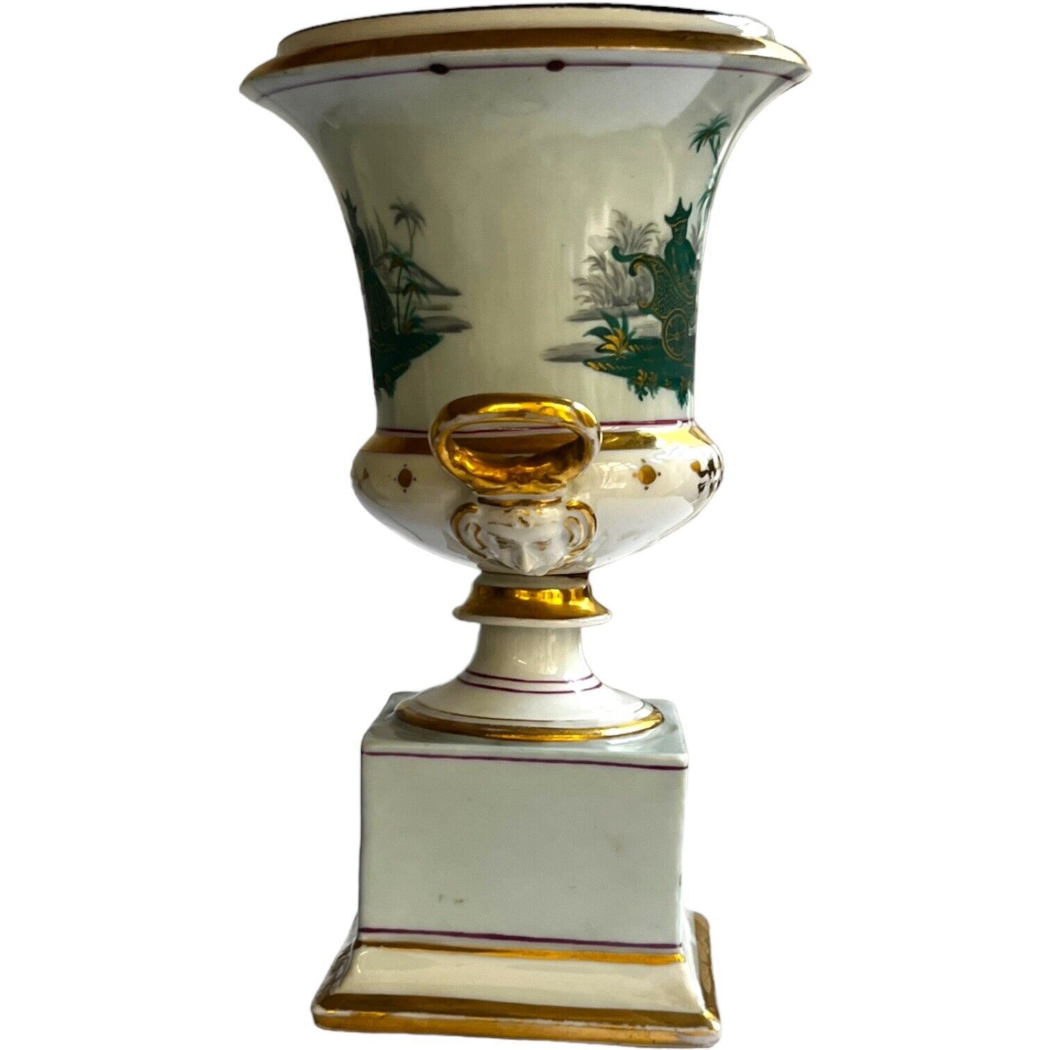 French Porcelain Empire Urn Vase on Stand, 1800s