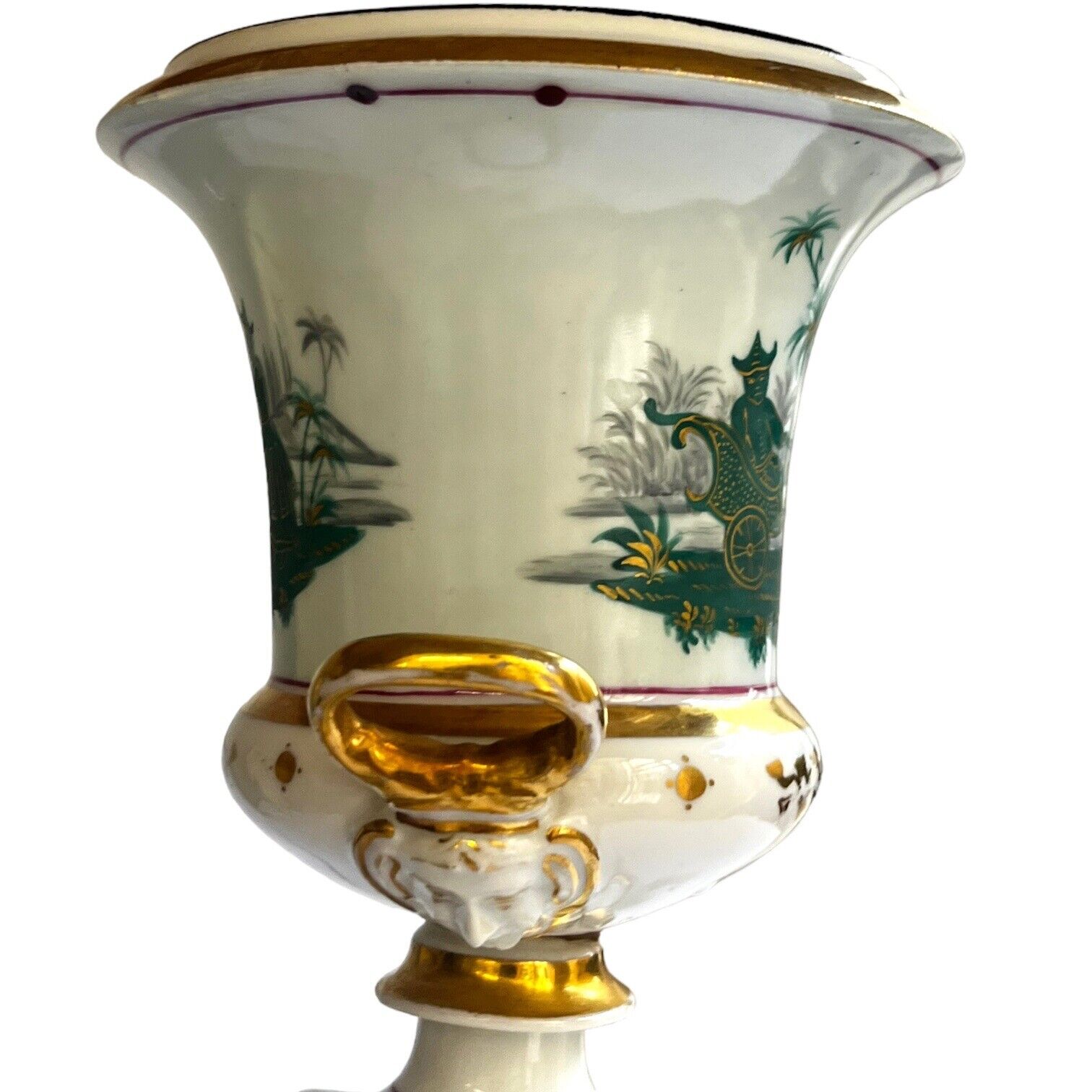 French Porcelain Empire Urn Vase on Stand, 1800s