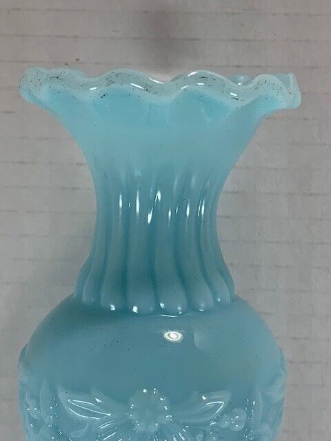 French Blue Opaline Milk Glass Vase, 1900s