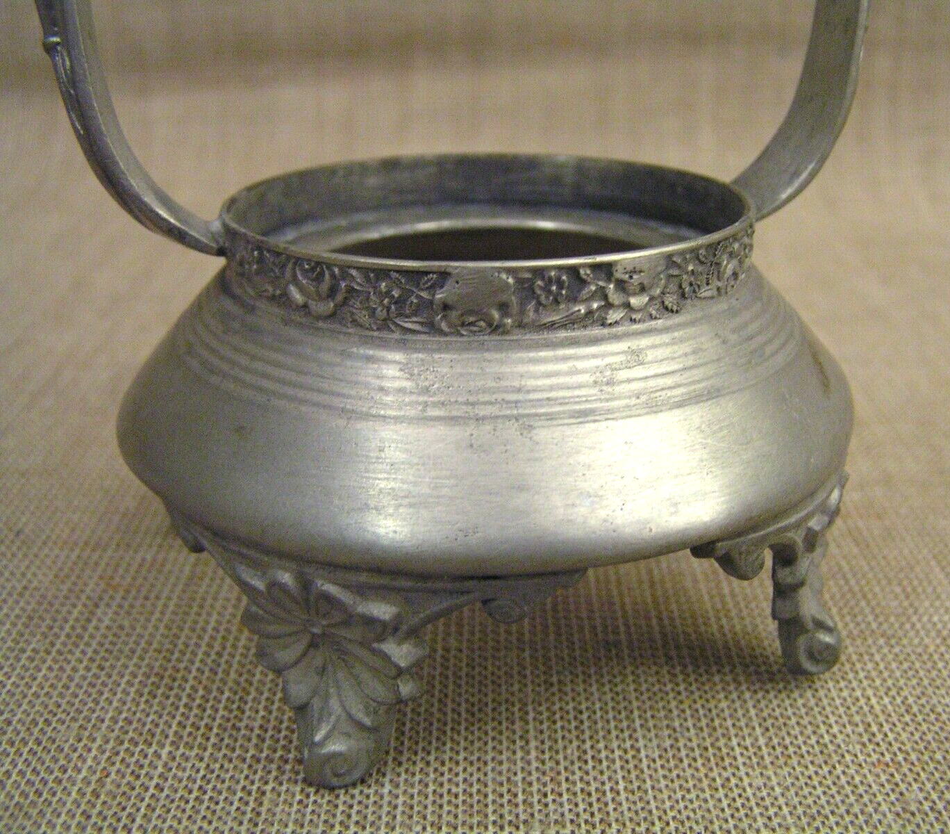 Art Nouveau Cut Glass & Pewter Pedestal Vase