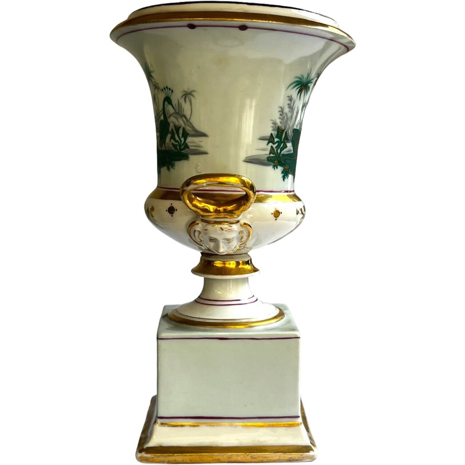 French Porcelain Empire Urn Vase on Stand, 1800s