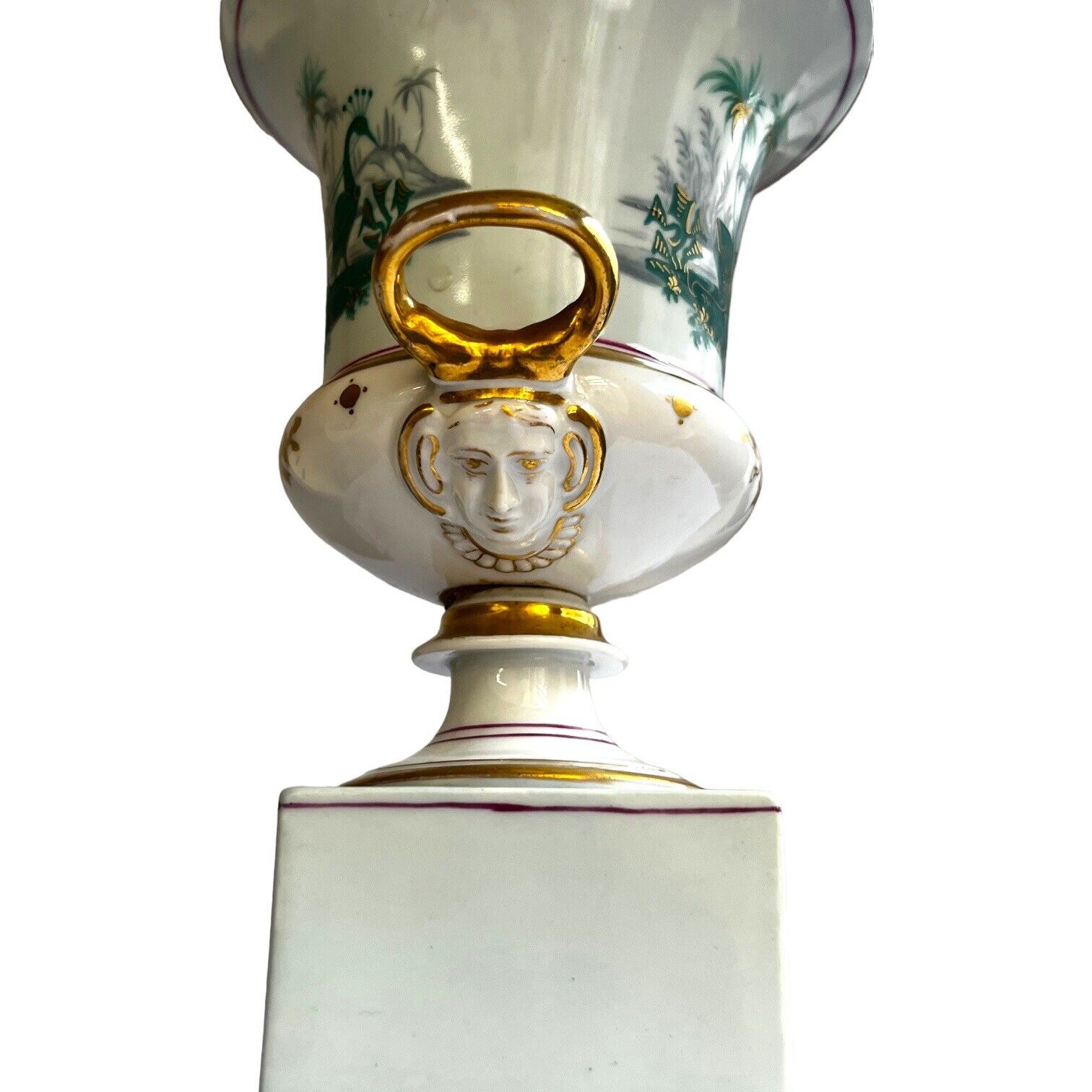 French Porcelain Empire Urn Vase on Stand, 1800s