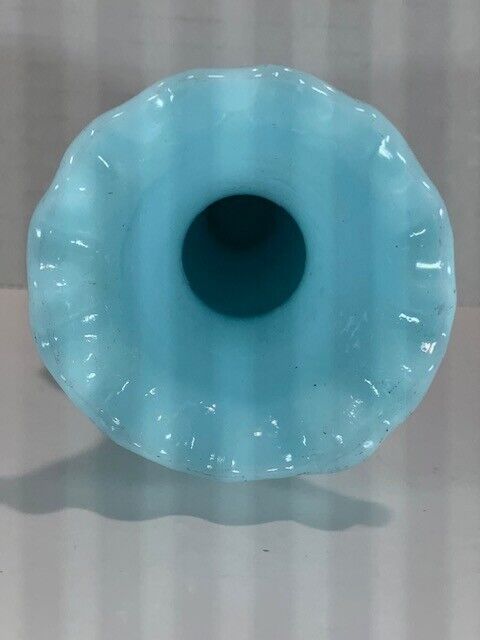 French Blue Opaline Milk Glass Vase, 1900s
