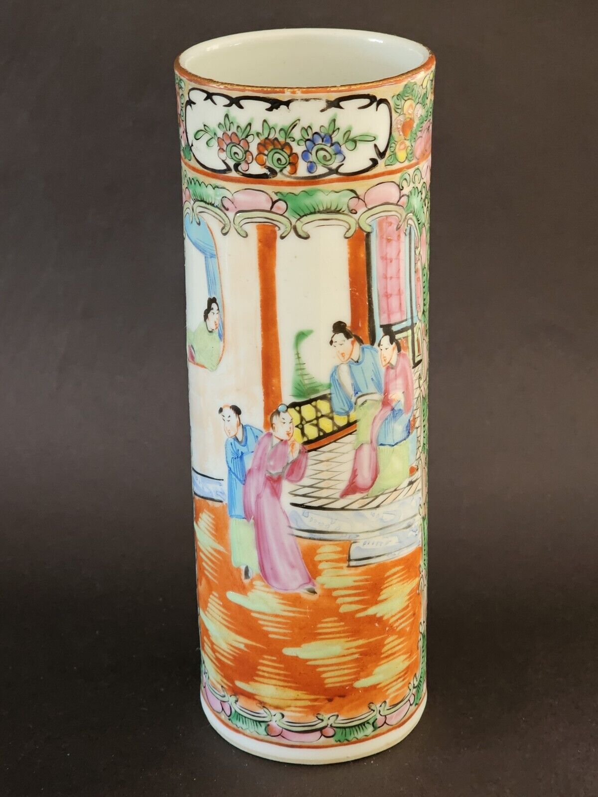 Chinese Rose Medallion Cylinder from 1800s