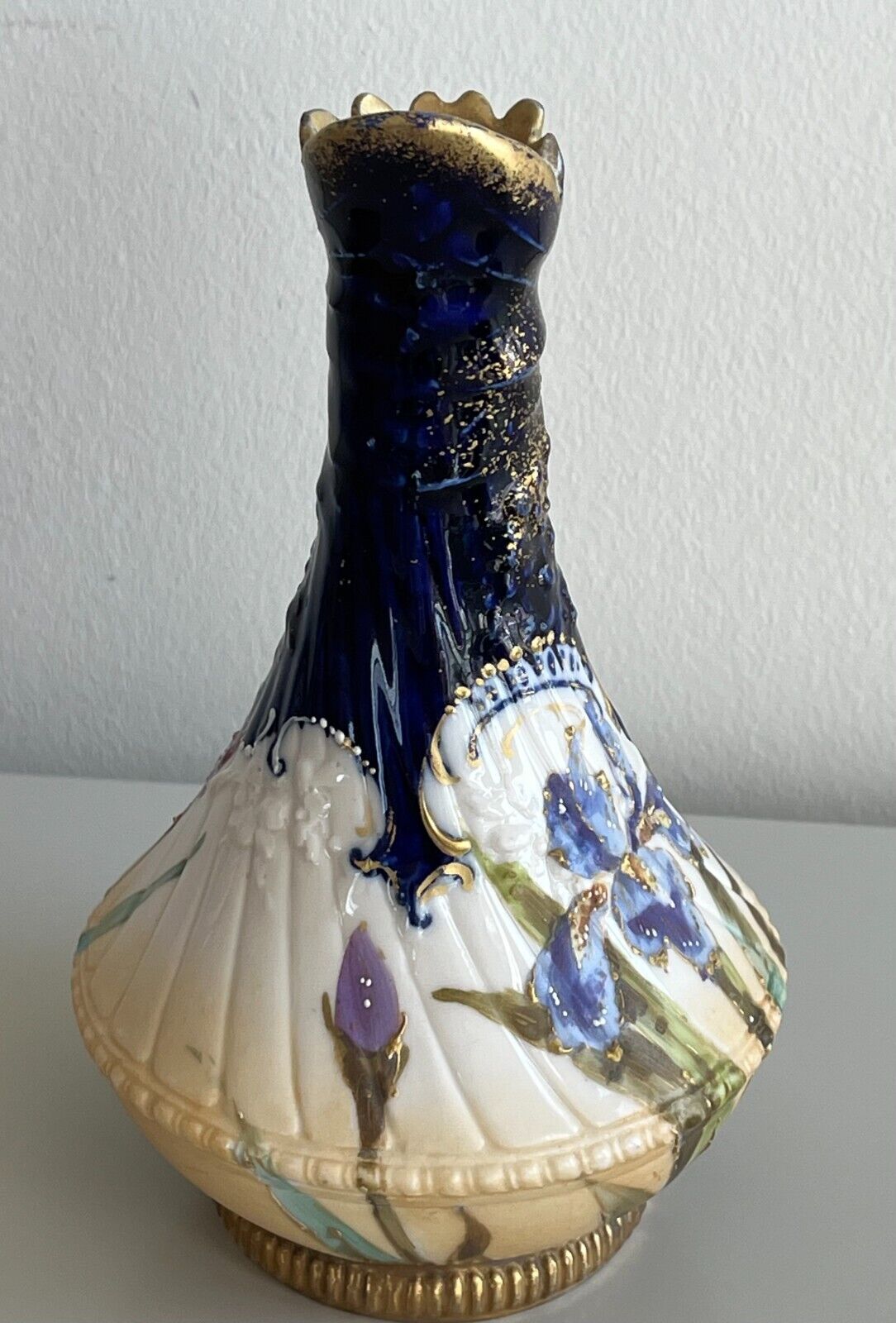 Bohemia Art Nouveau 7" Vase with Gilt Handle