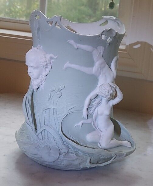Vintage Angel Volkstedt German Jasperware 3D Vase