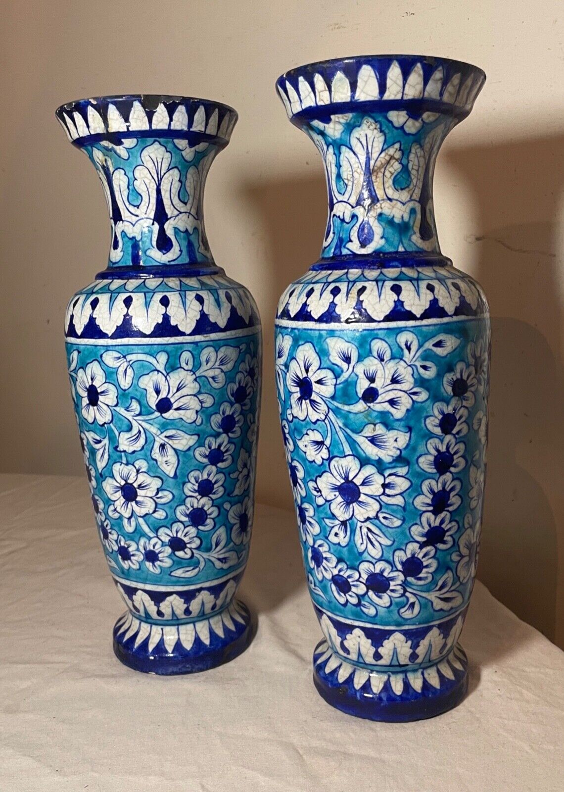 1800's antique blue Sindh Multan Pottery Vase India