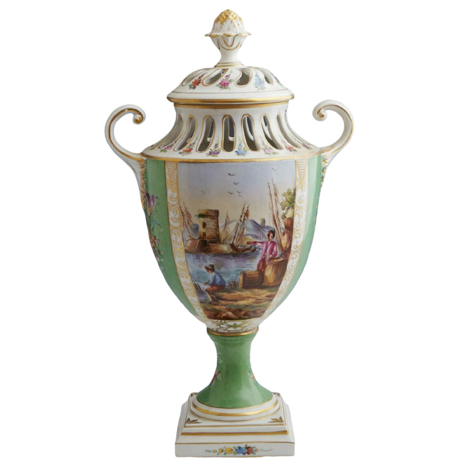 Antique English Chelsea Porcelain Gilt Decorated Vase, 1700s
