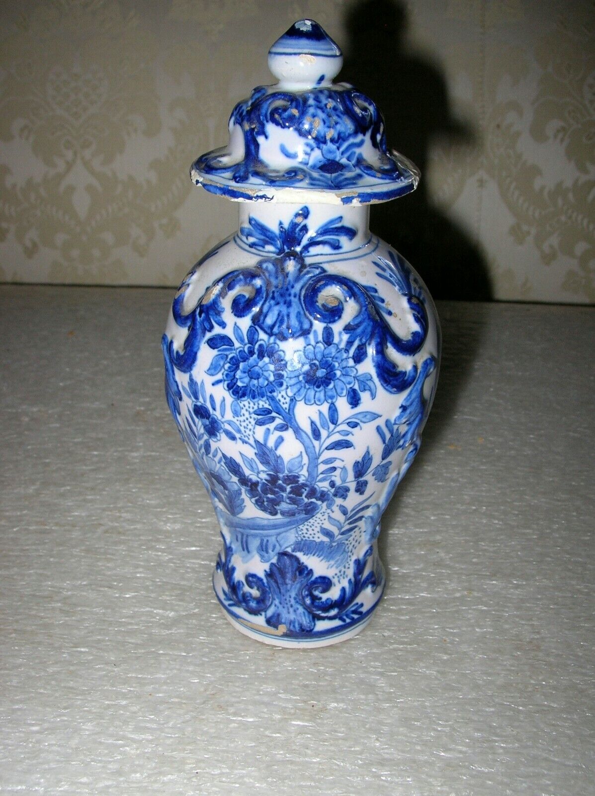 18th Century Dutch Delft Small Covered Vase
