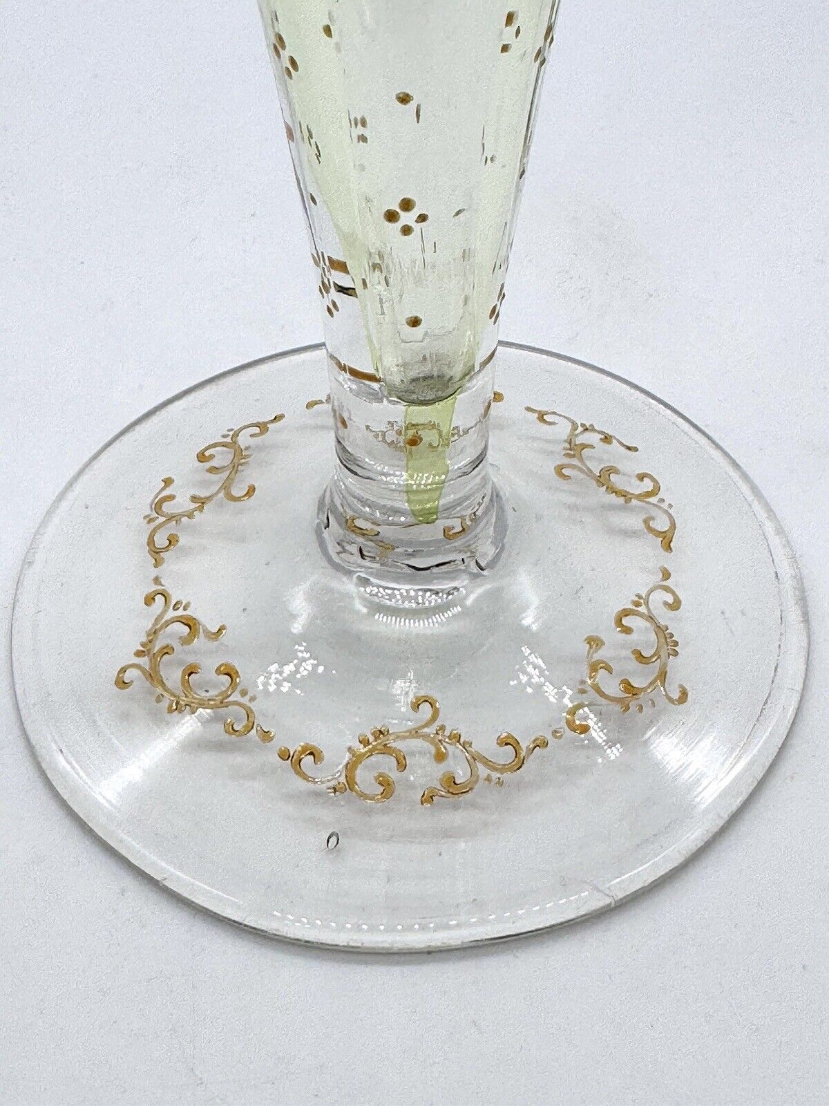 12" Moser Art Glass Trumpet Vase, 1900's Green