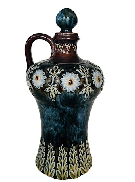 Vintage Royal Doulton Stoneware Floral Decanter Vase 1786