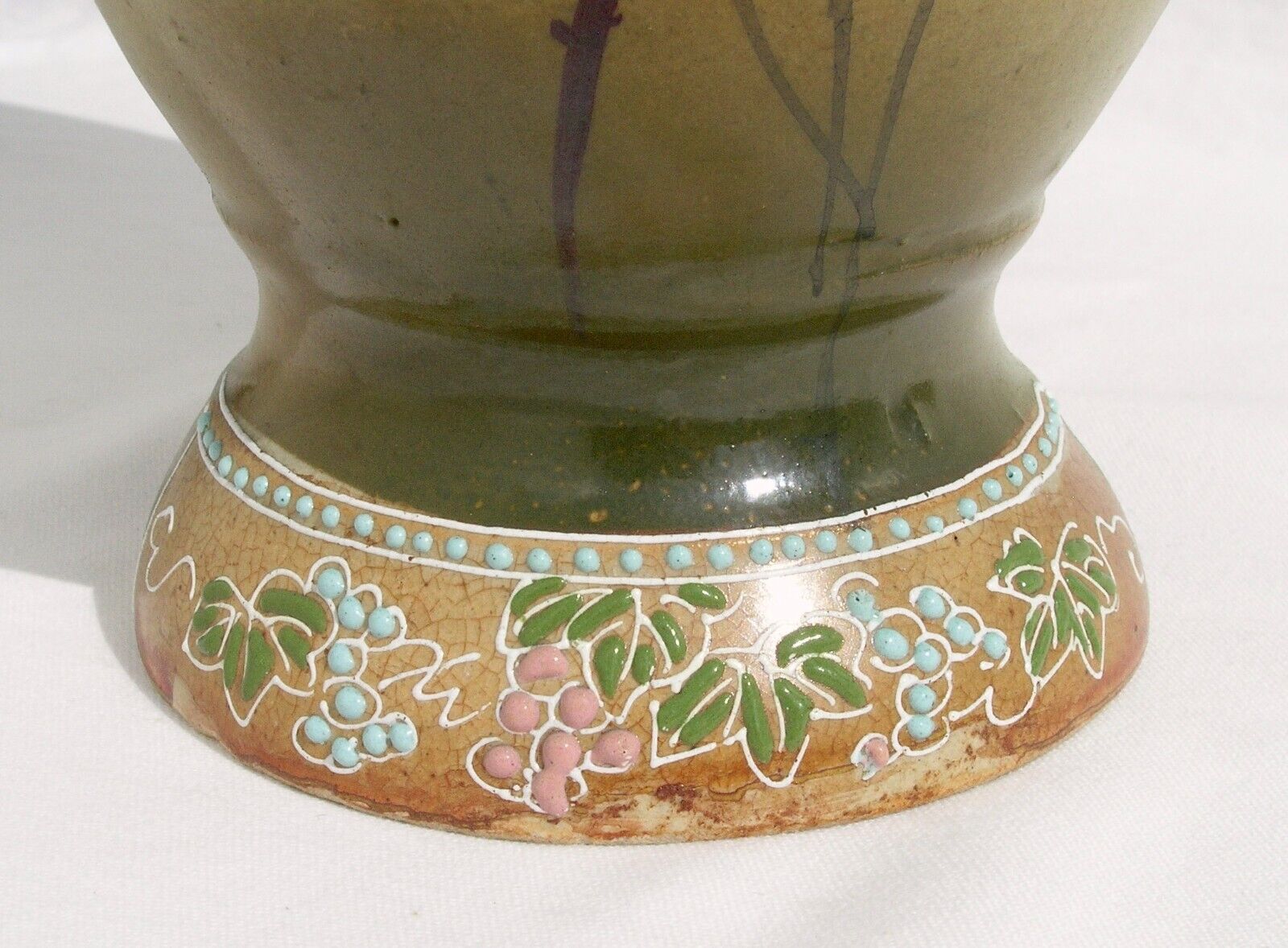 1900's Victorian Japanese Moriage Vase with Bird & Flowers