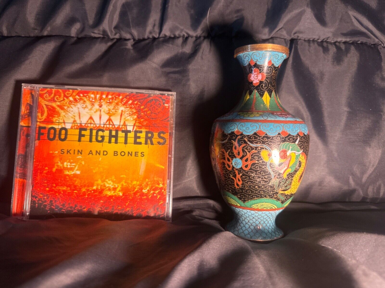 Qianlong Vase with Colorful Enamel Dragon Design