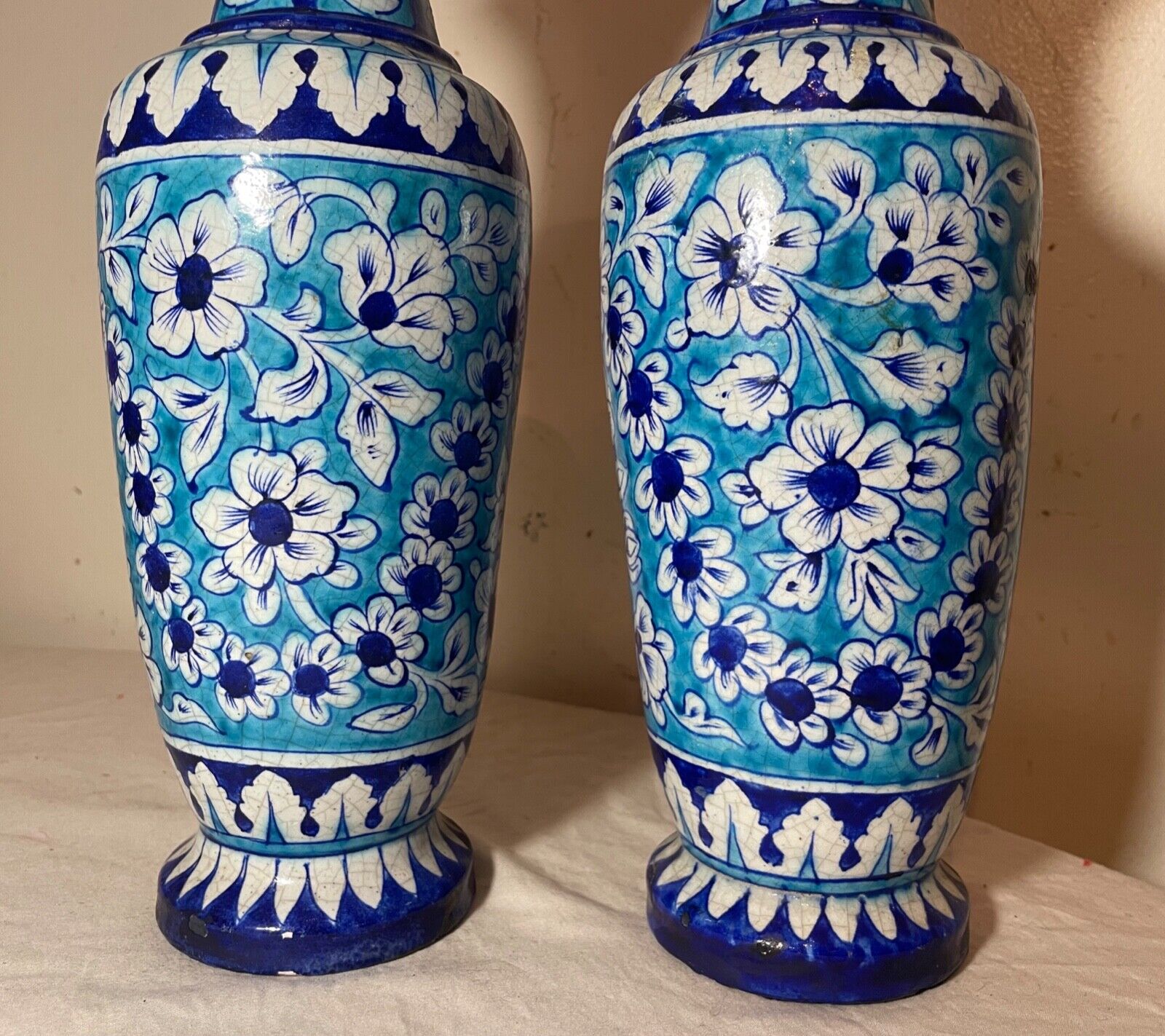 1800's antique blue Sindh Multan Pottery Vase India