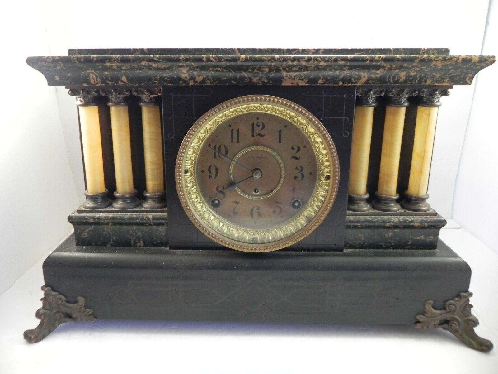 Elegant Seth Thomas Adamantine Mantle Clock 1900's Vintage