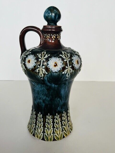 Vintage Royal Doulton Stoneware Floral Decanter Vase 1786