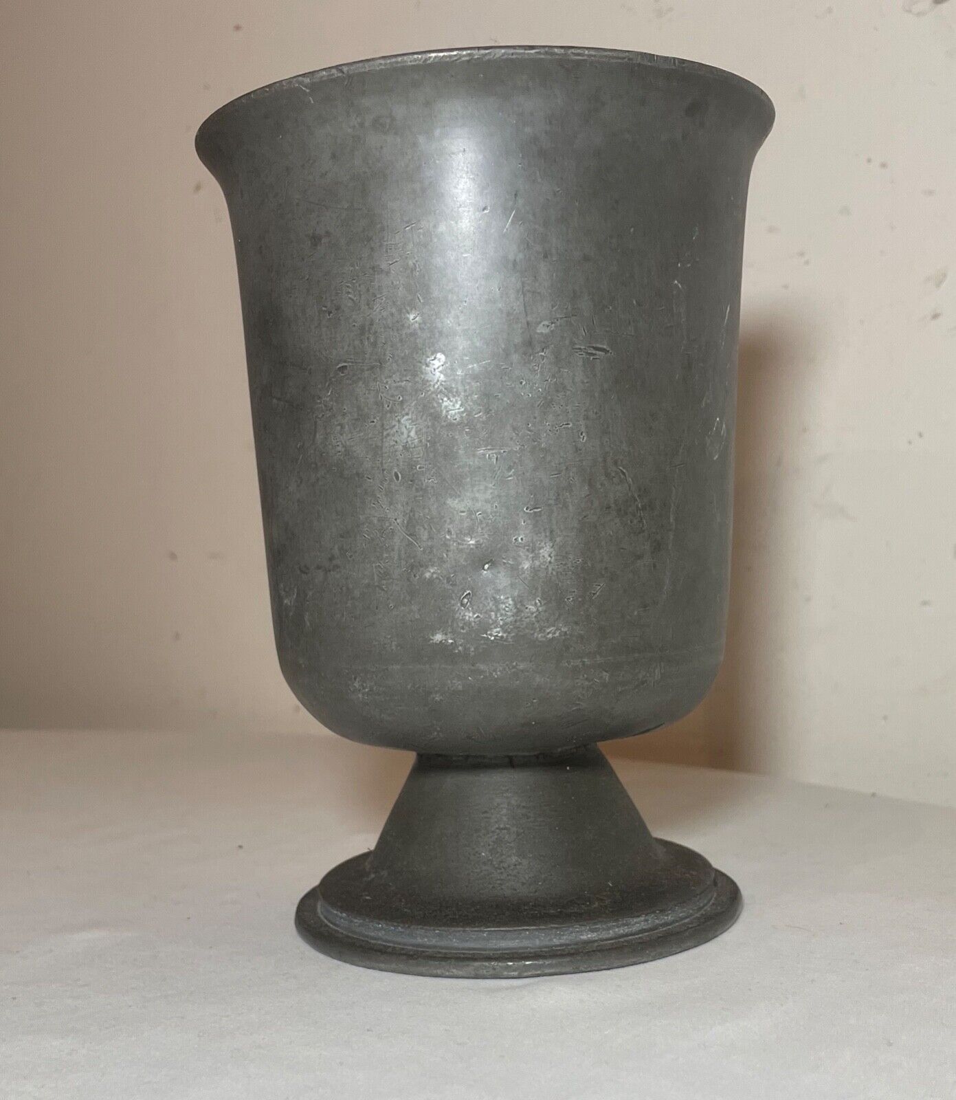 18th century English pewter footed vase chalice