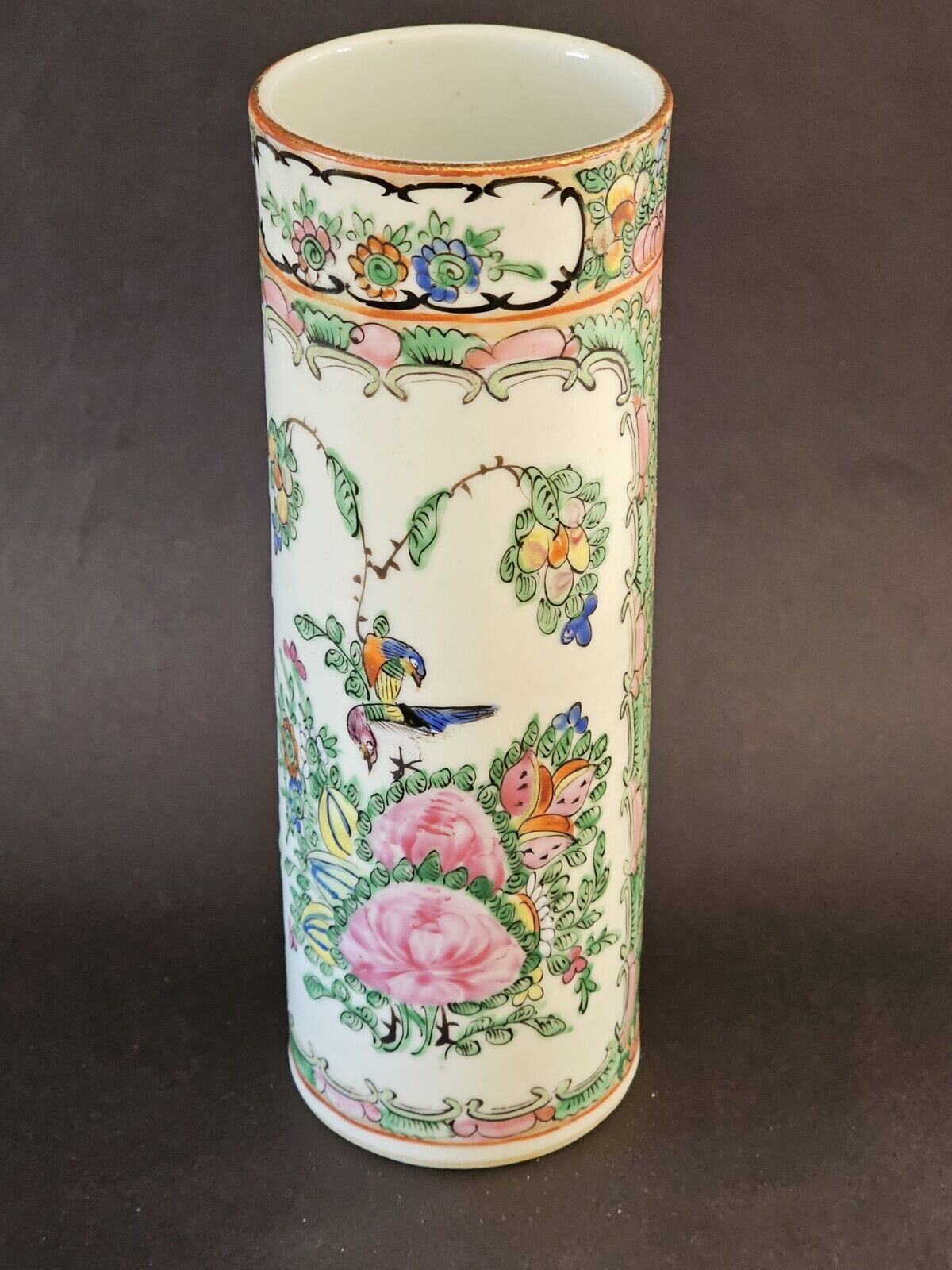 Chinese Rose Medallion Cylinder from 1800s