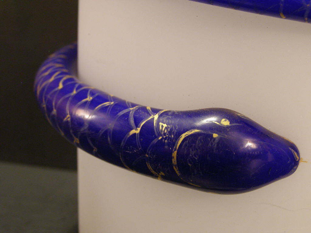1800's Bohemian French Baccarat Opaline Cobalt Glass Snake Vase