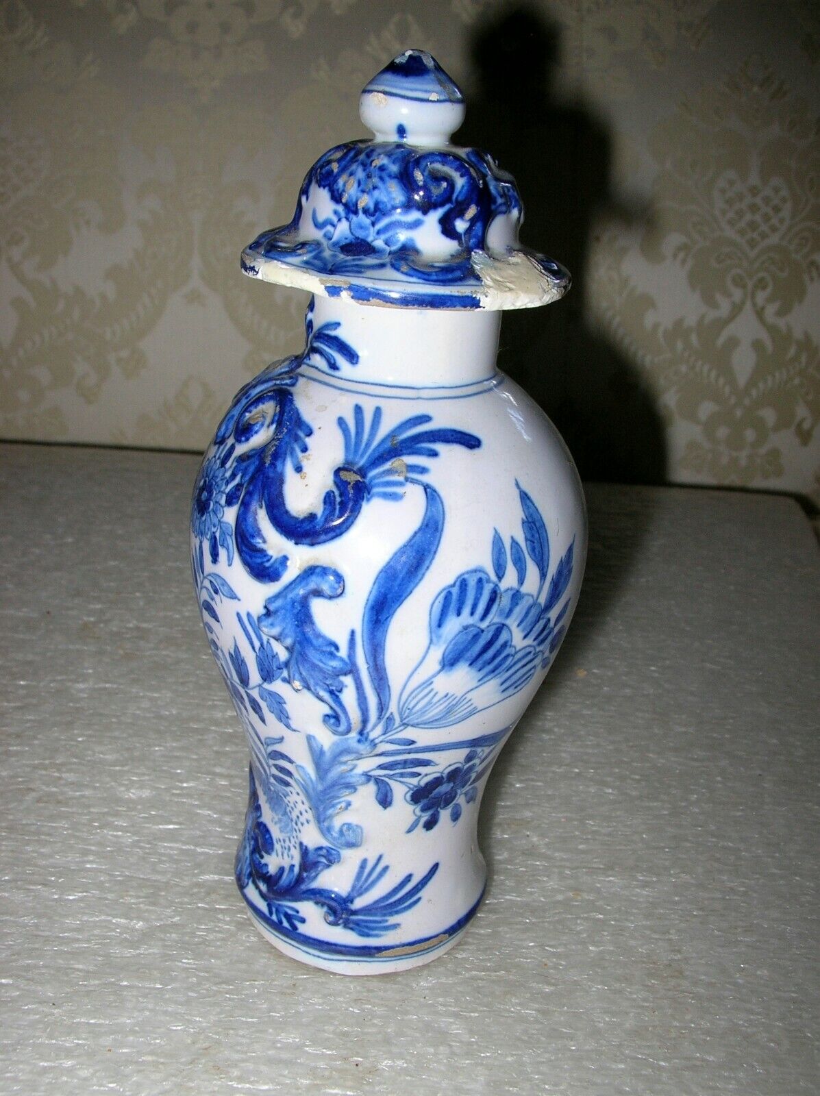 18th Century Dutch Delft Small Covered Vase