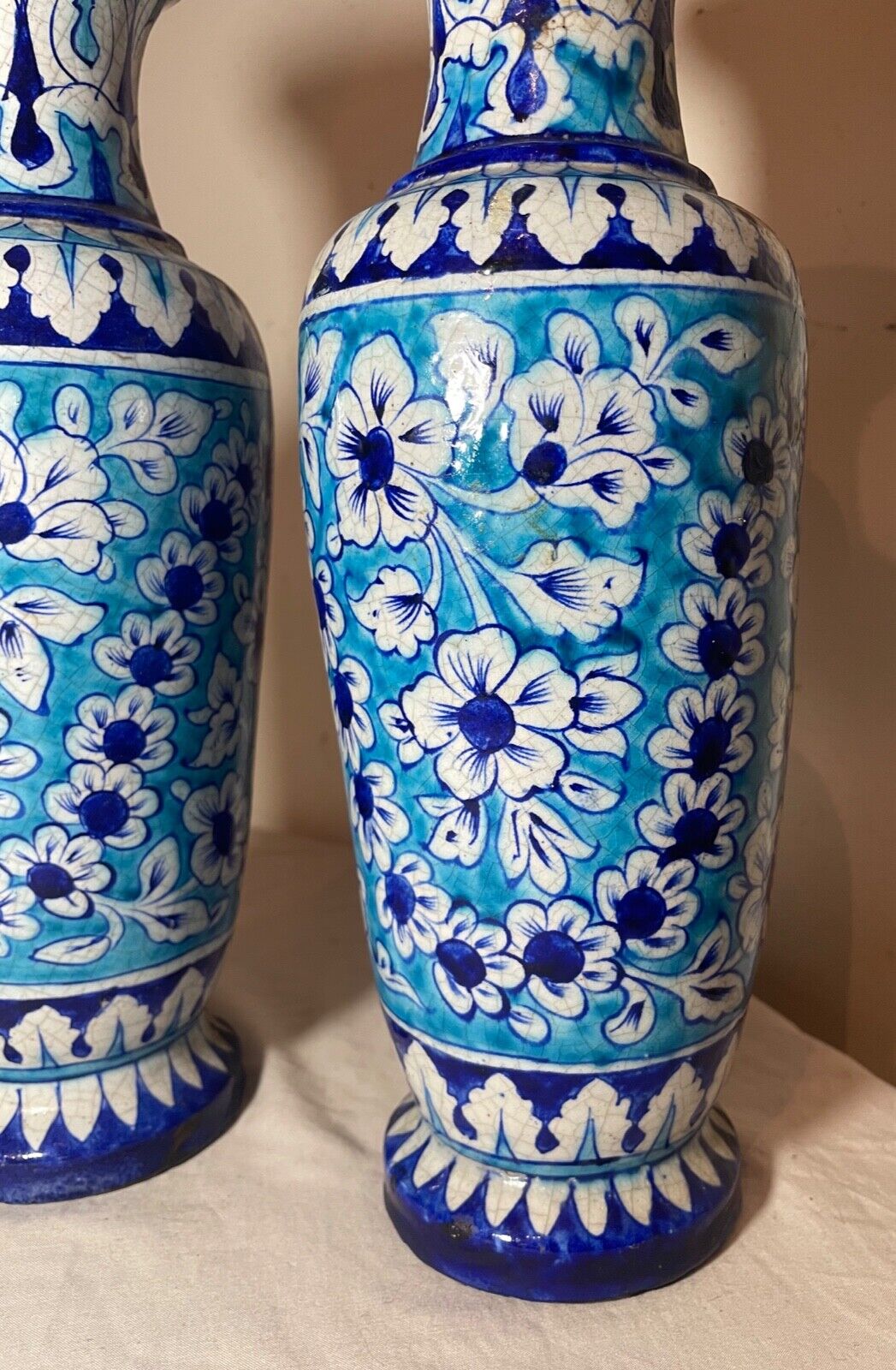 1800's antique blue Sindh Multan Pottery Vase India