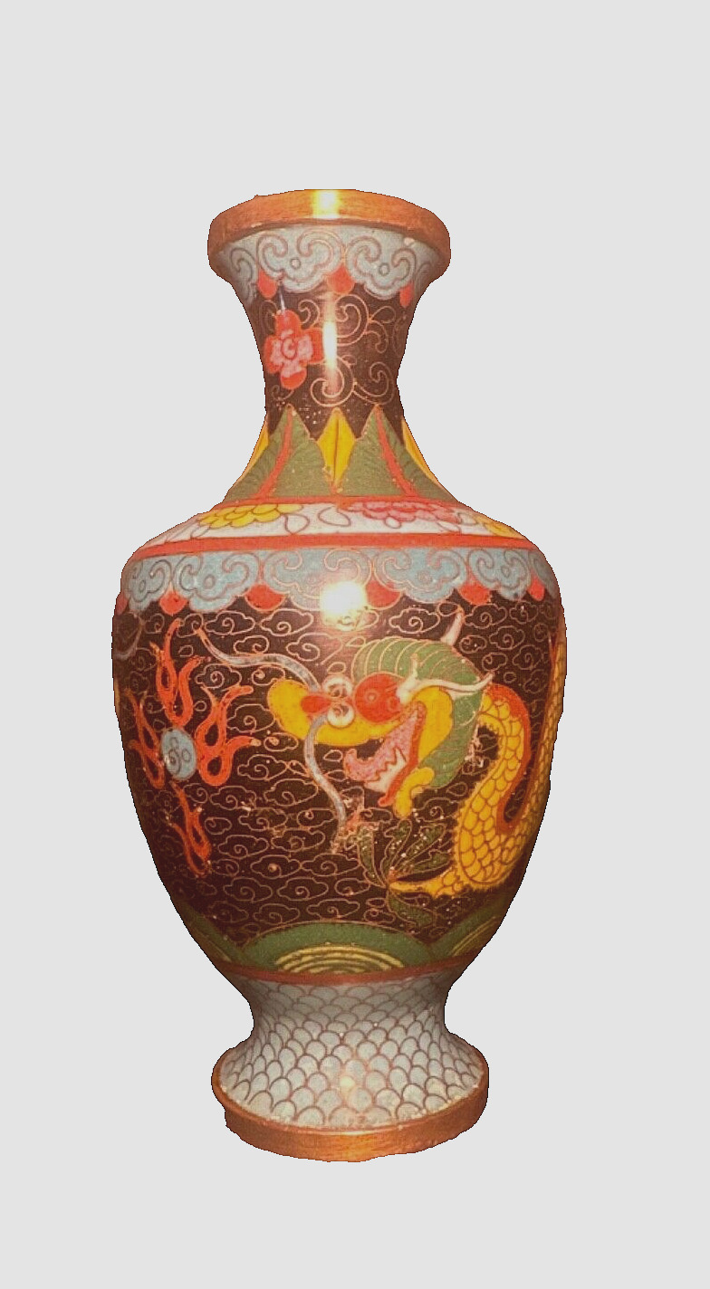 Qianlong Vase with Colorful Enamel Dragon Design