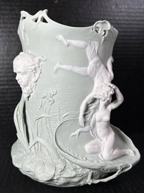 Vintage Angel Volkstedt German Jasperware 3D Vase