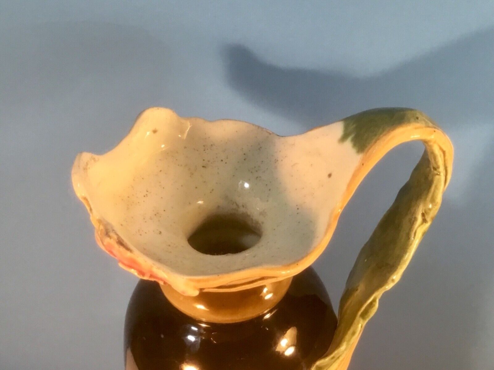 Art Nouveau Majolica Deep Blue Flowers Vase circa 1800's